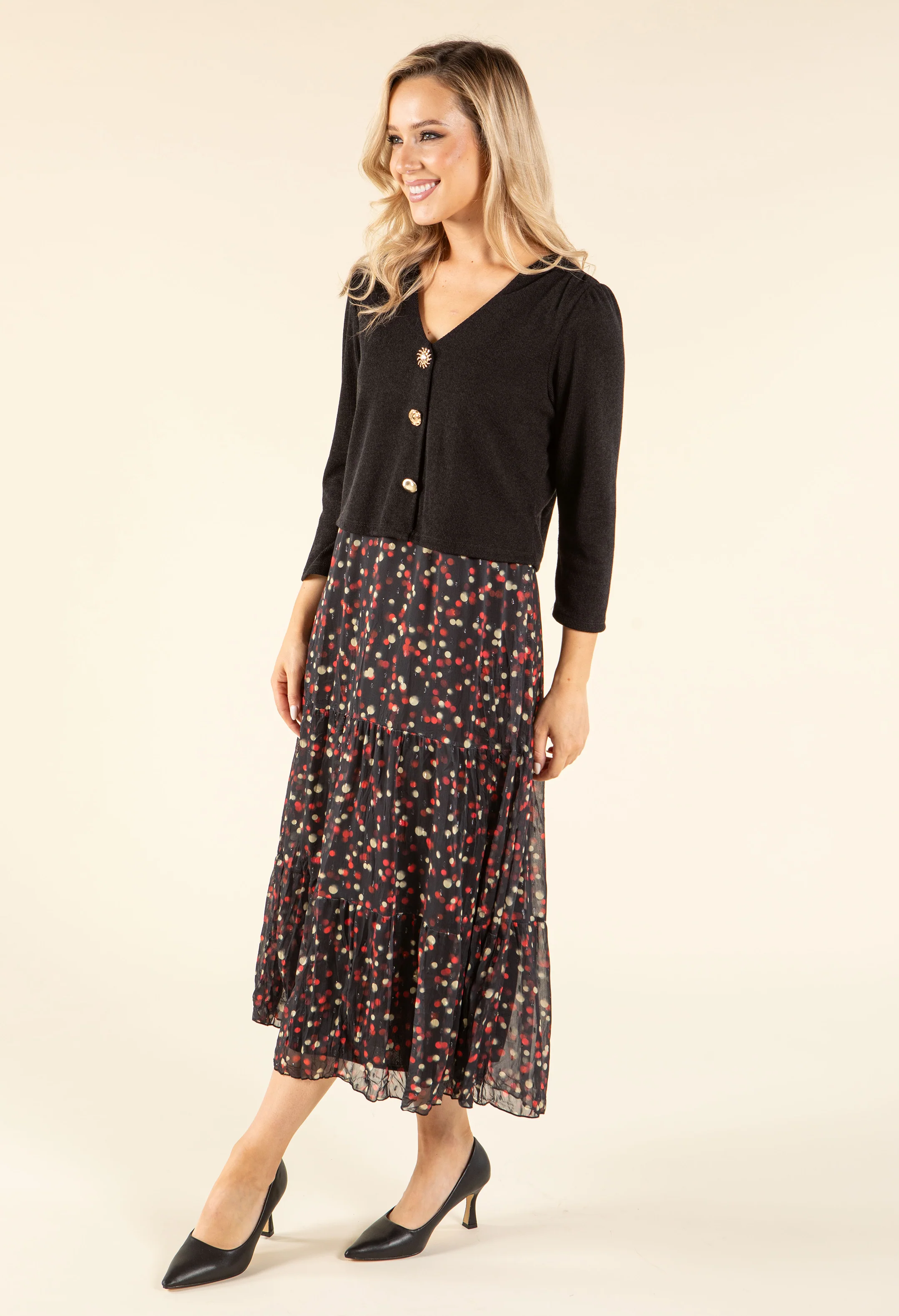 2 in 1 Look Polka Dot Dress - Image 3