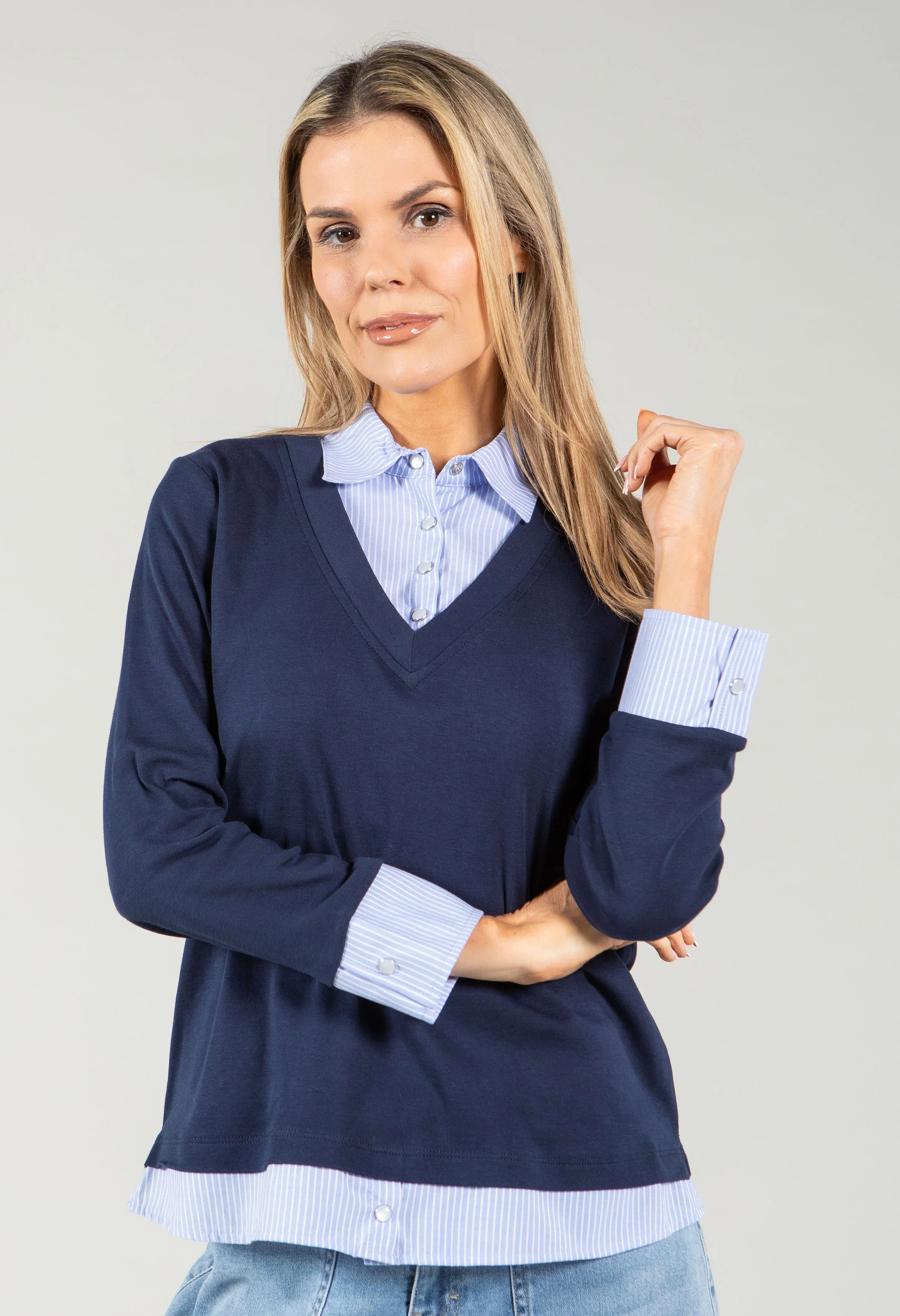 2 in 1 Pinstripe Shirt Top - Image 3