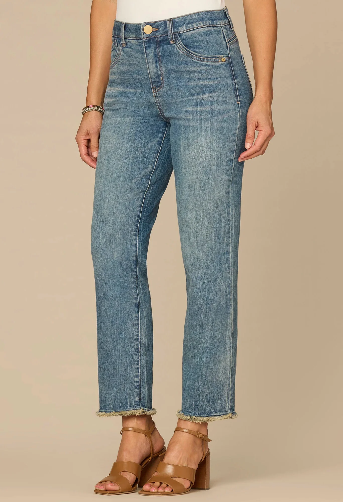 “Ab”solution® High Rise Fray Hem Slim Straight Jean - Image 2