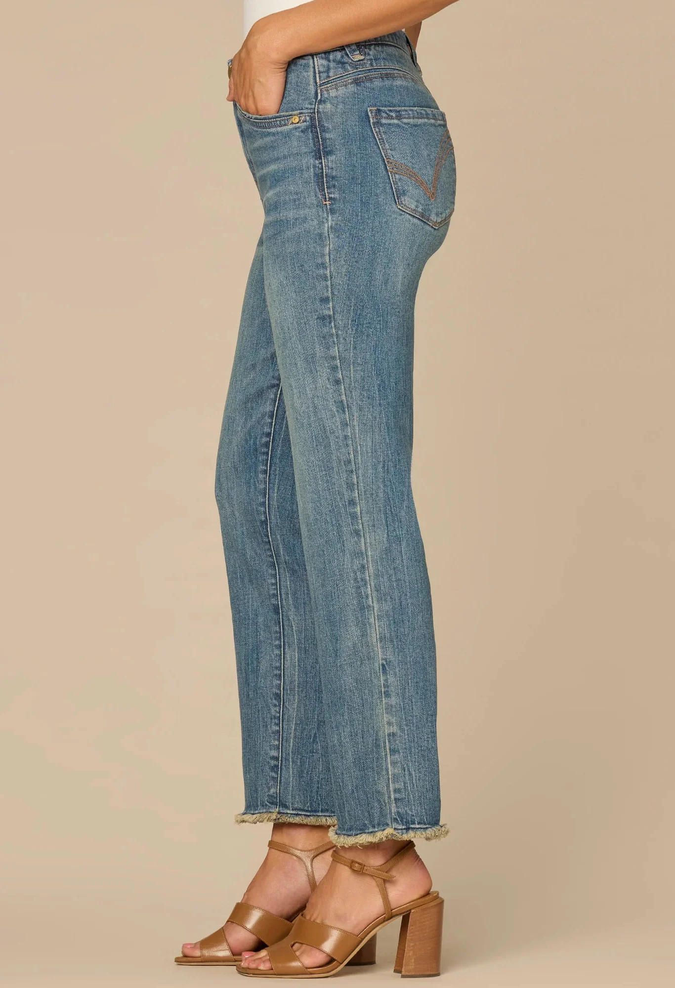 “Ab”solution® High Rise Fray Hem Slim Straight Jean - Image 3