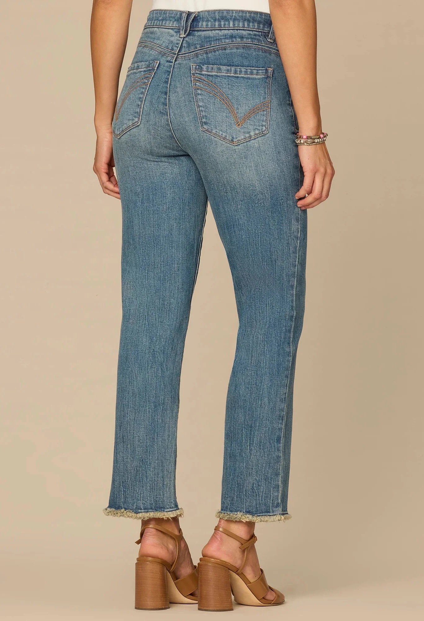 “Ab”solution® High Rise Fray Hem Slim Straight Jean - Image 4