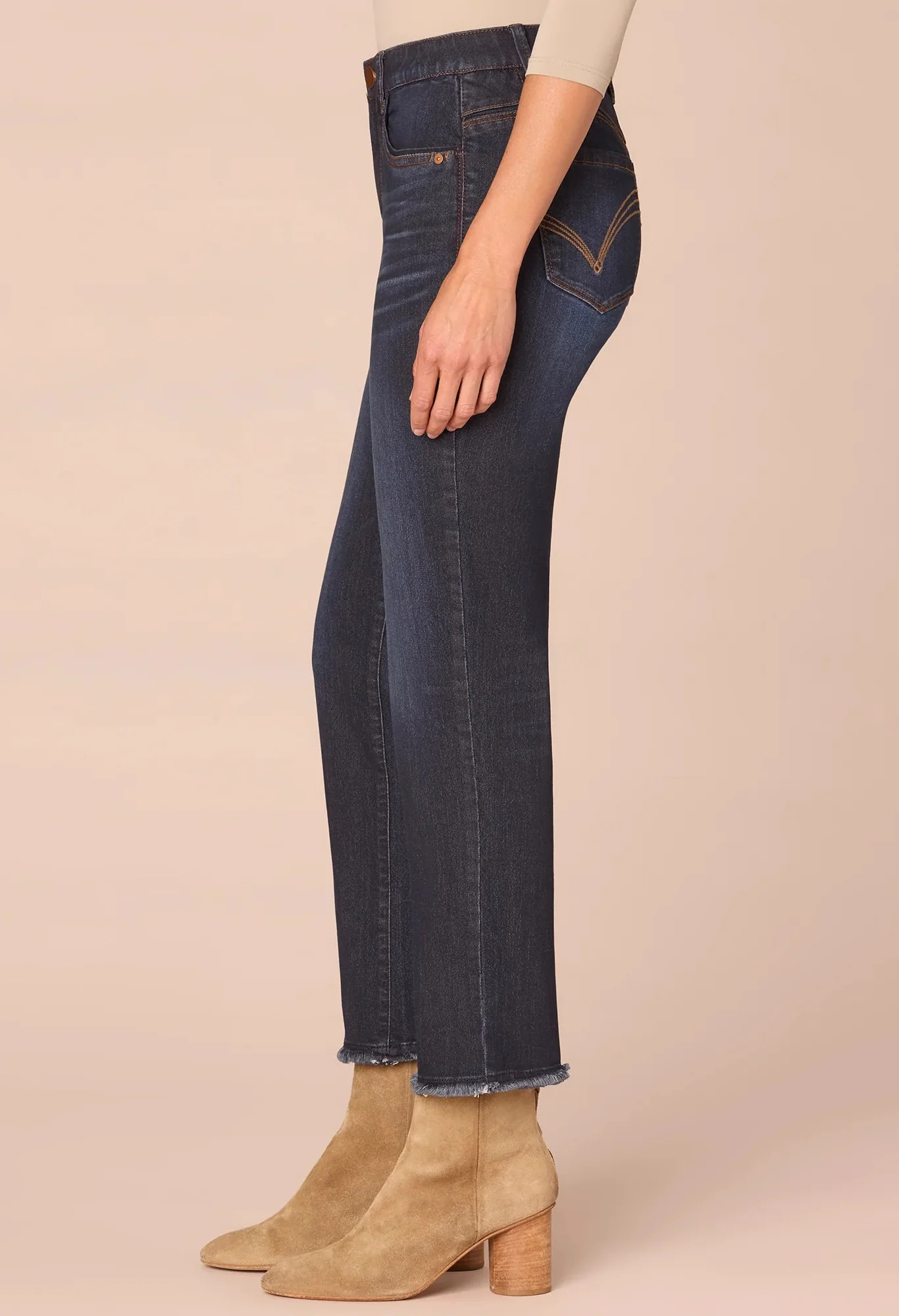 “Ab”solution® High Rise Fray Slim Straight Jeans - Image 3
