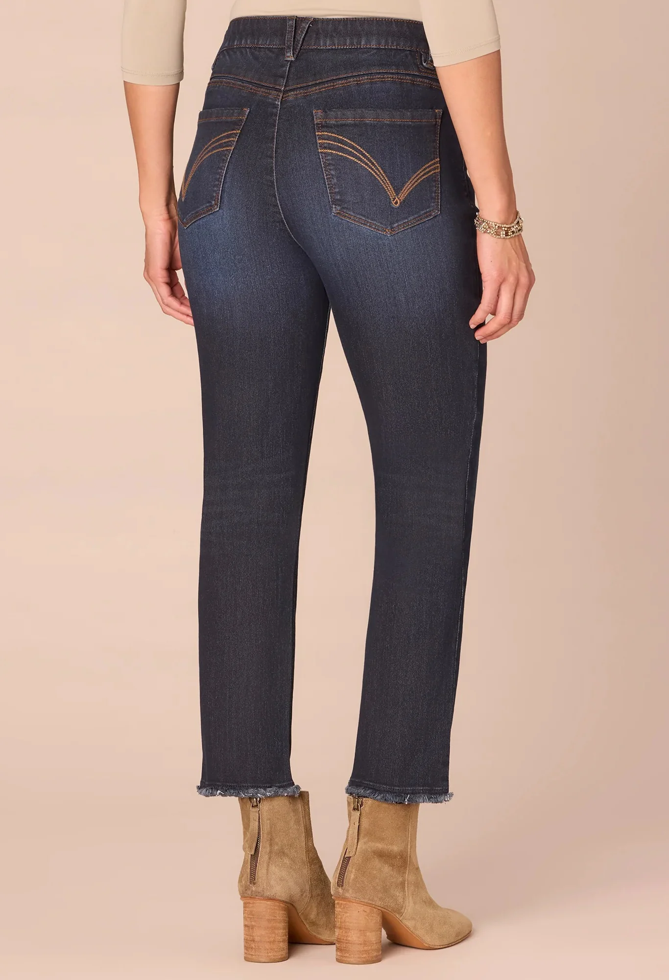 “Ab”solution® High Rise Fray Slim Straight Jeans - Image 4