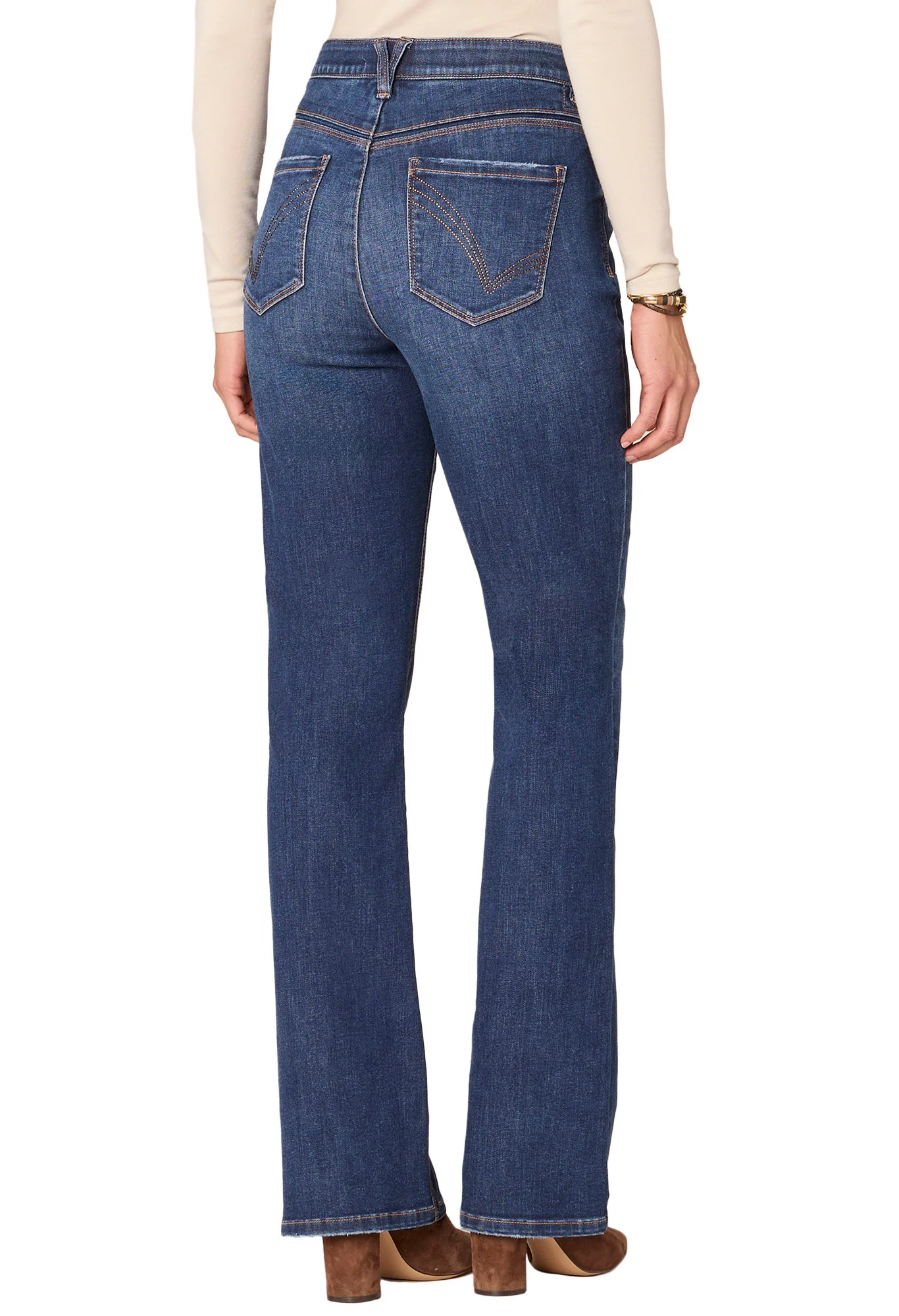 "Ab"solution High Rise Rhinestone Cascading D Itty Bitty Boot Jeans - Image 2