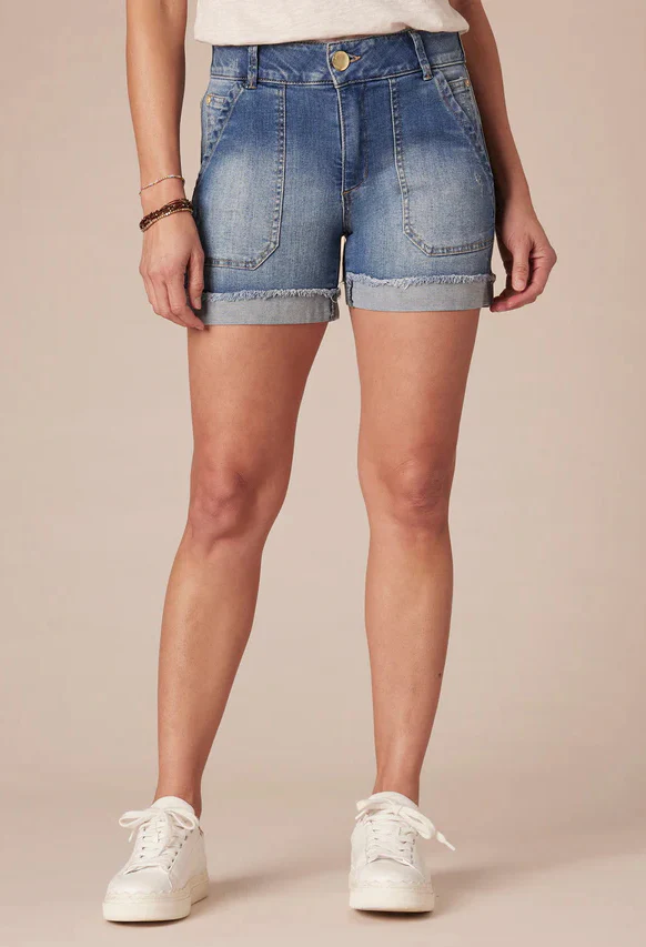 "Ab"solution® High Rise Vintage Blue Denim 4 1/2" Shorts