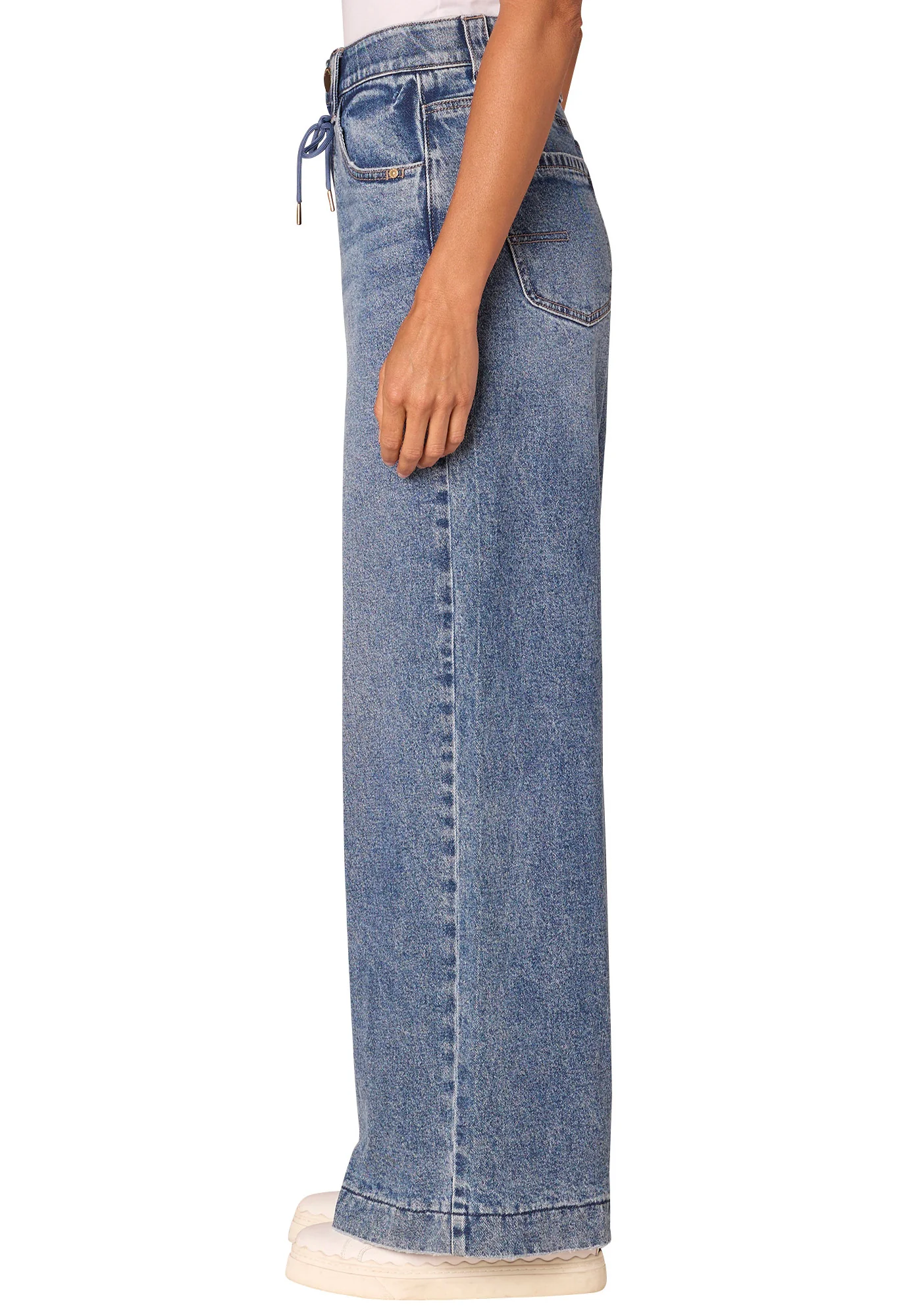 "Ab"solution Skyrise Drawstring Waistband Wide Leg Jeans - Image 2