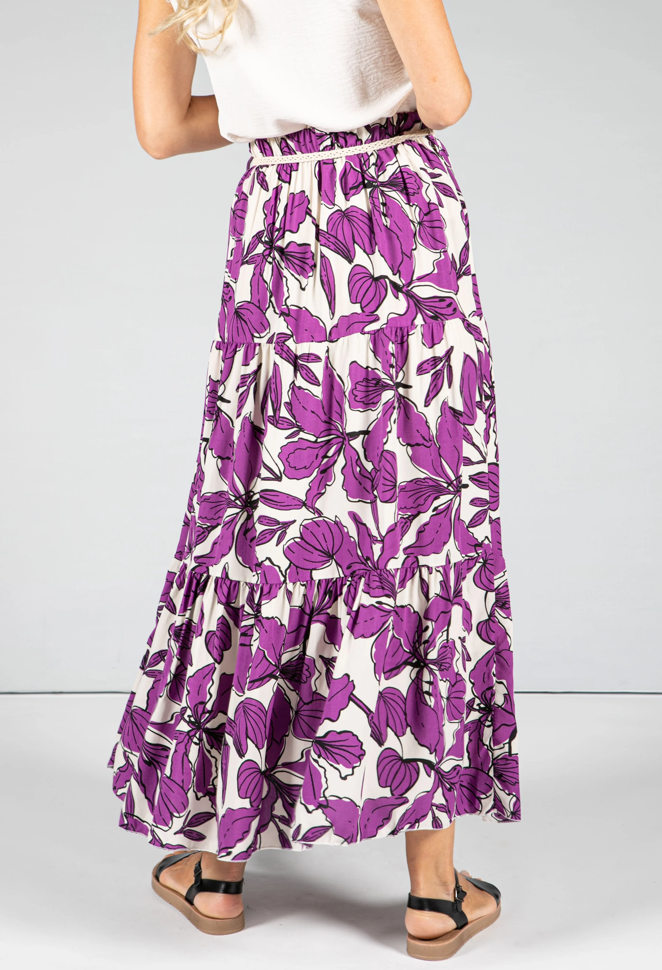 Abstract Leaf Print Skirt - Image 3