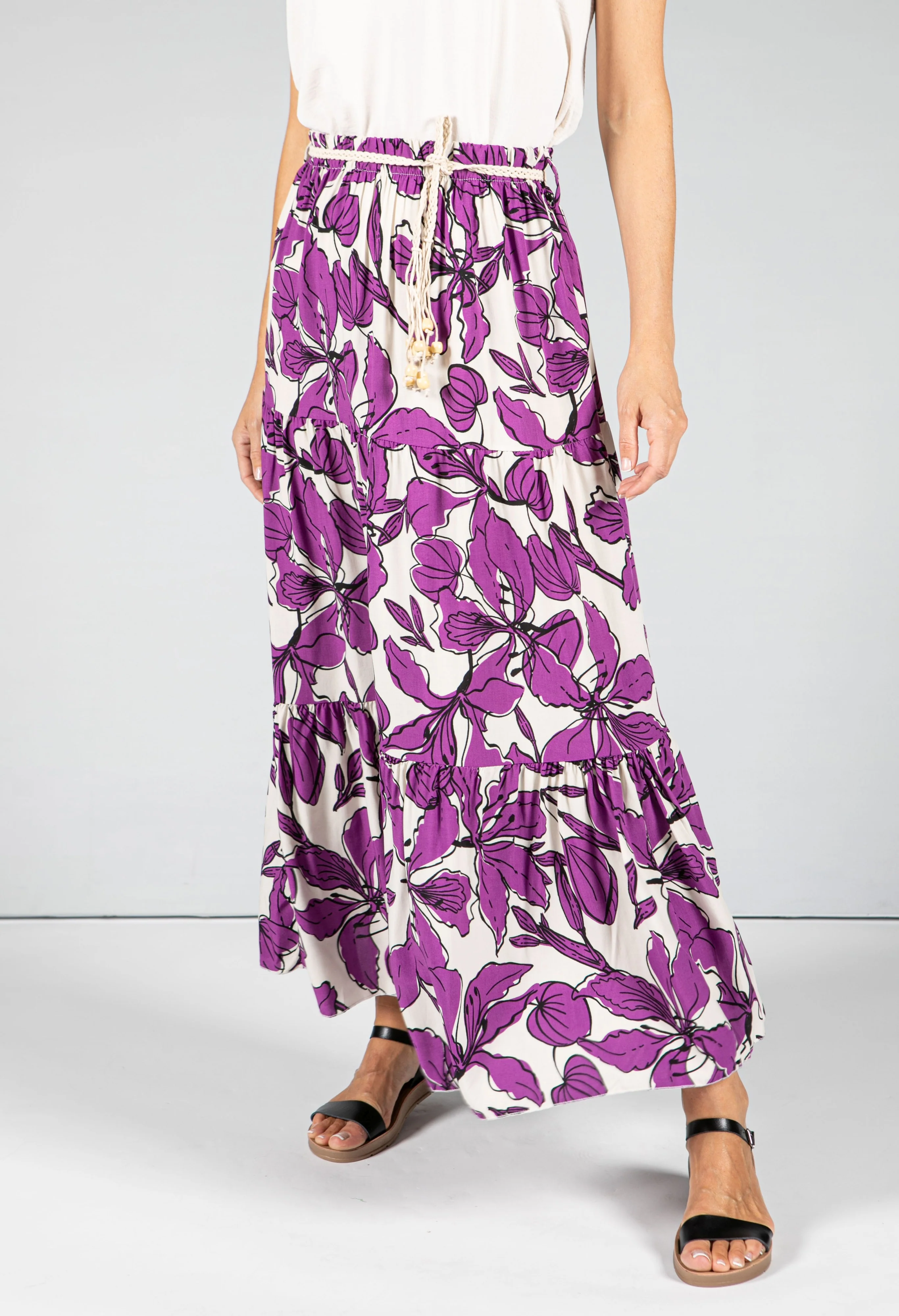 Abstract Leaf Print Skirt - Image 5