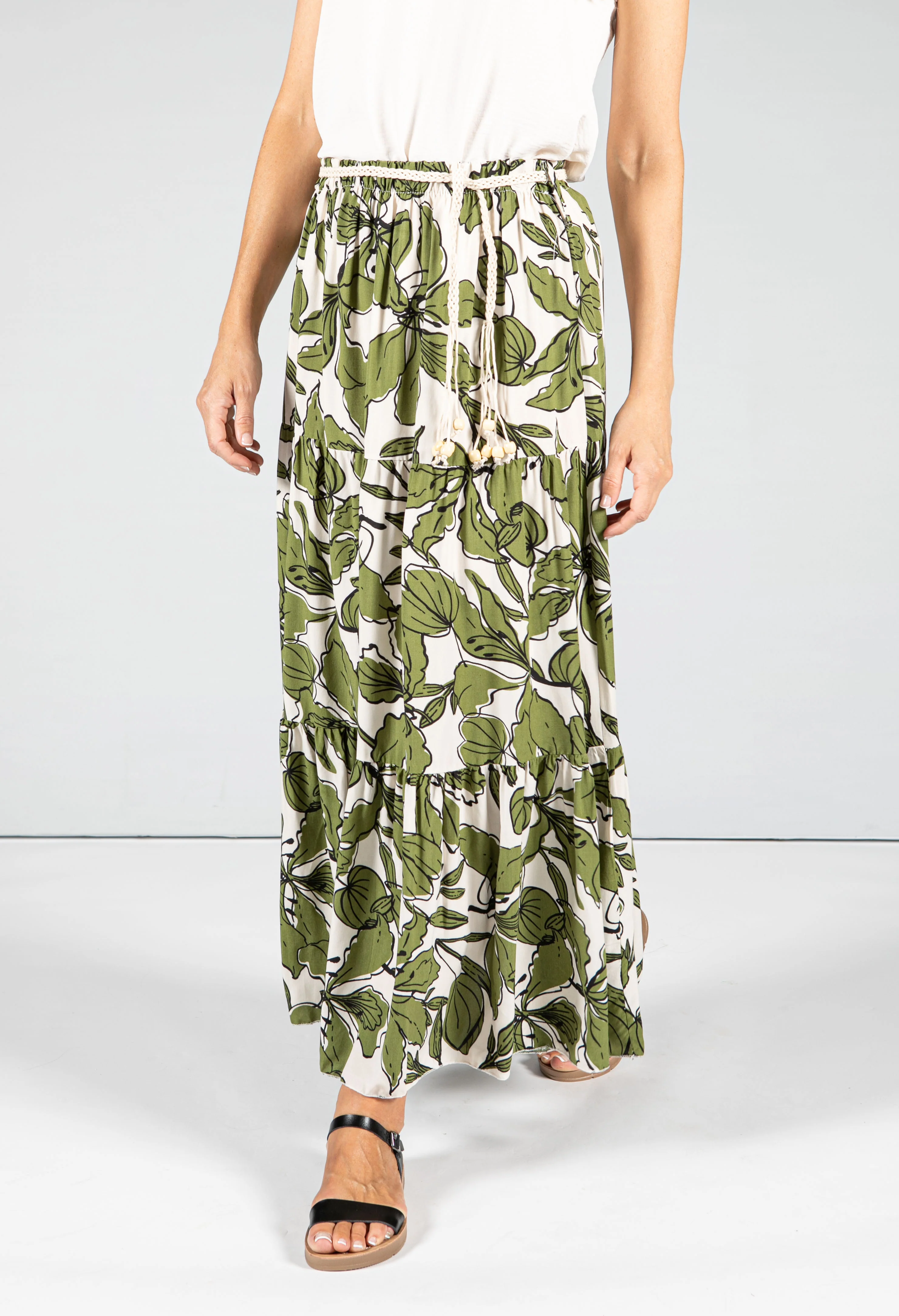 Abstract Leaf Print Skirt - Image 7