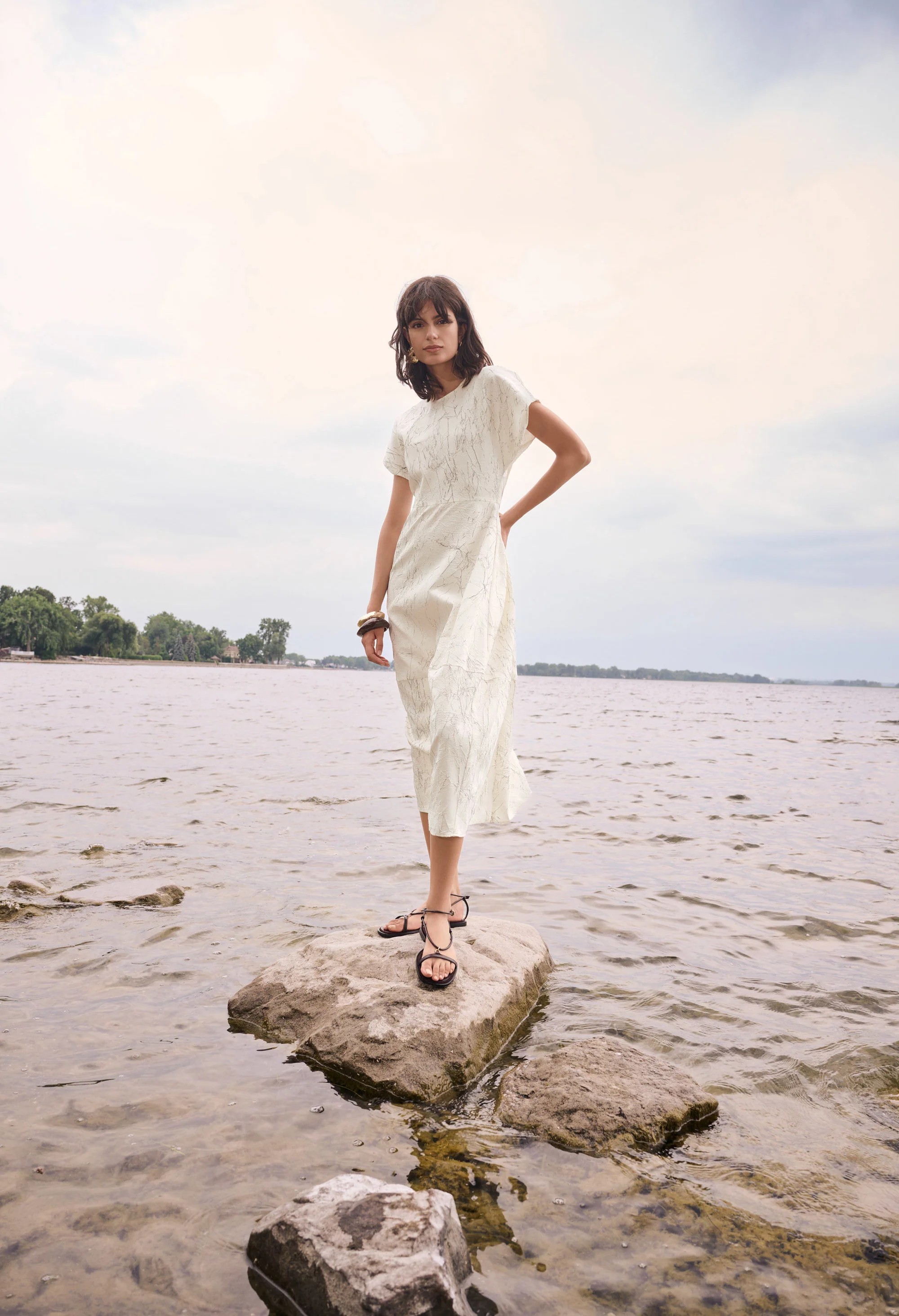 Abstract Midi A-line Dress