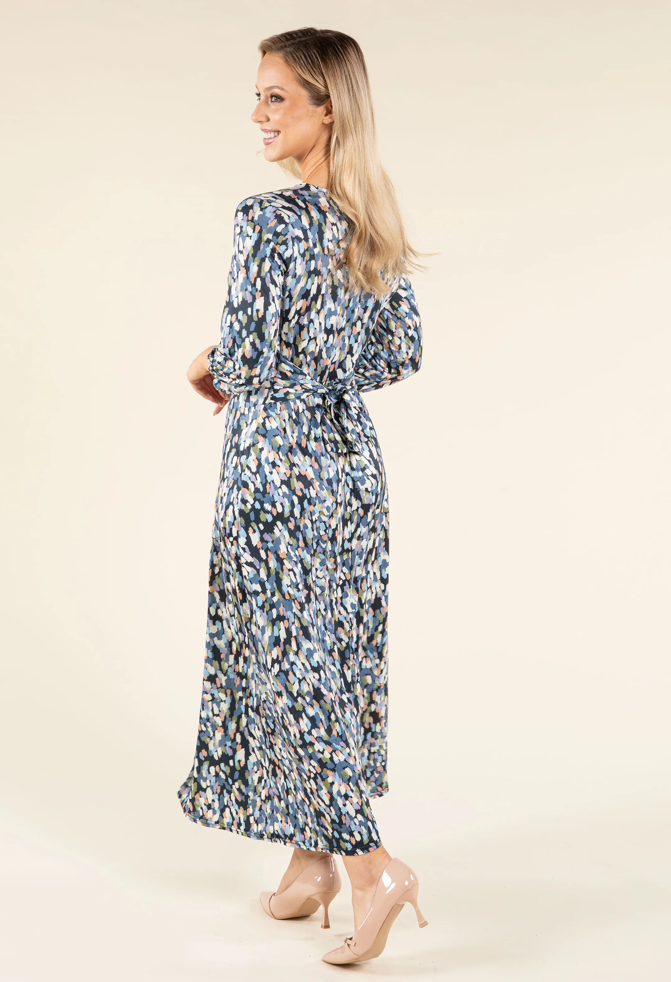 Abstract Paint Design Wrap Dress - Image 4