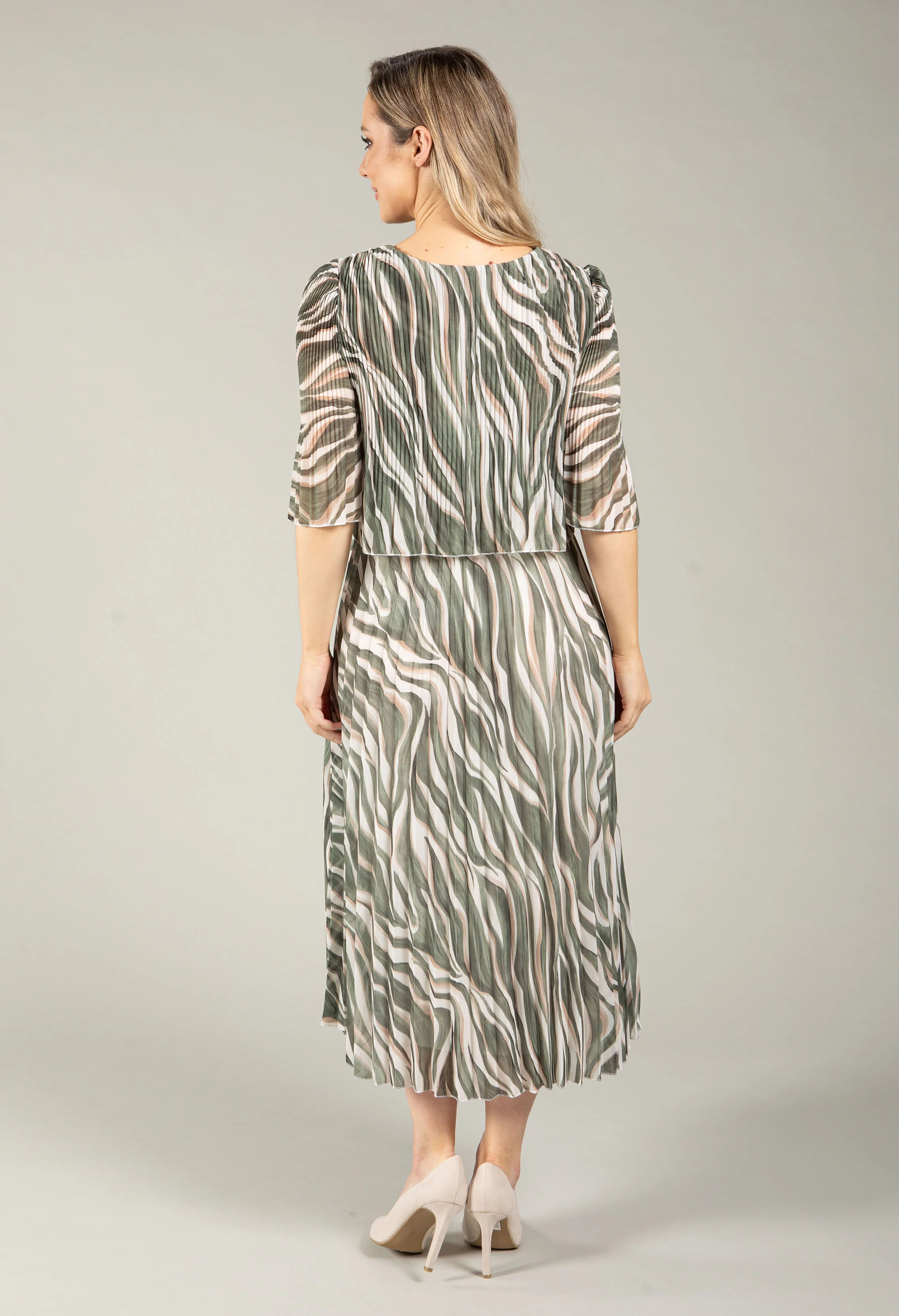 Abstract Plisse Pleated Pop Over Dress - Image 19