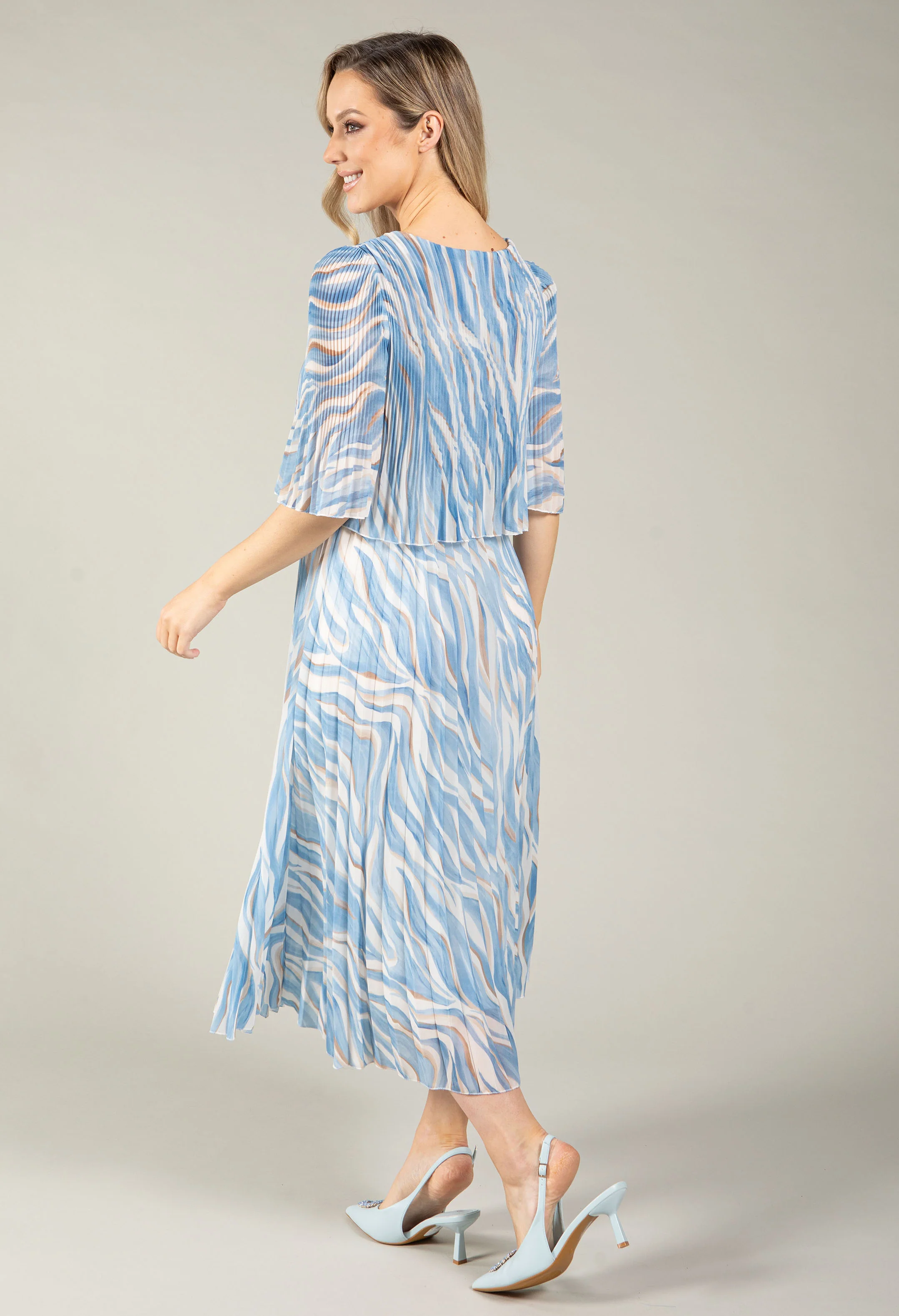 Abstract Plisse Pleated Pop Over Dress - Image 5