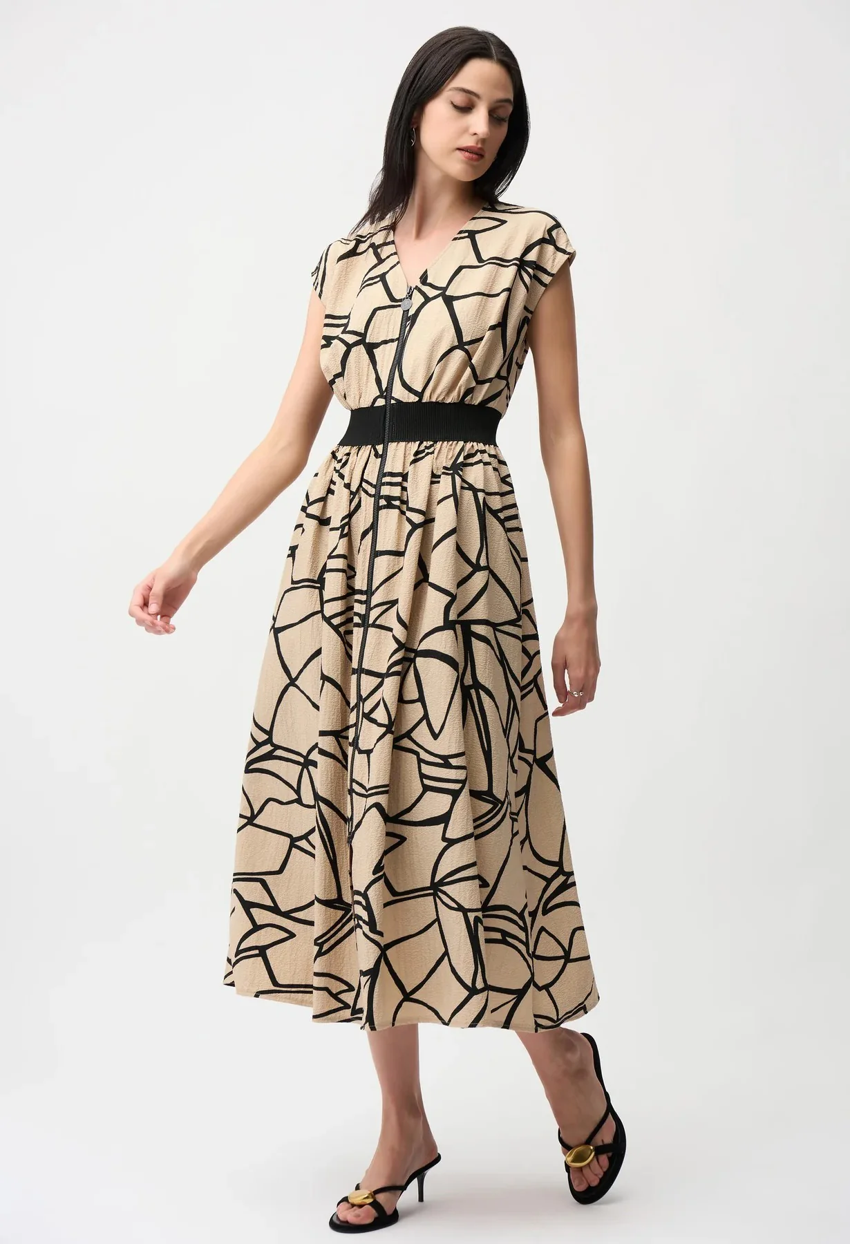 Abstract Print Fit and Flare Dress
