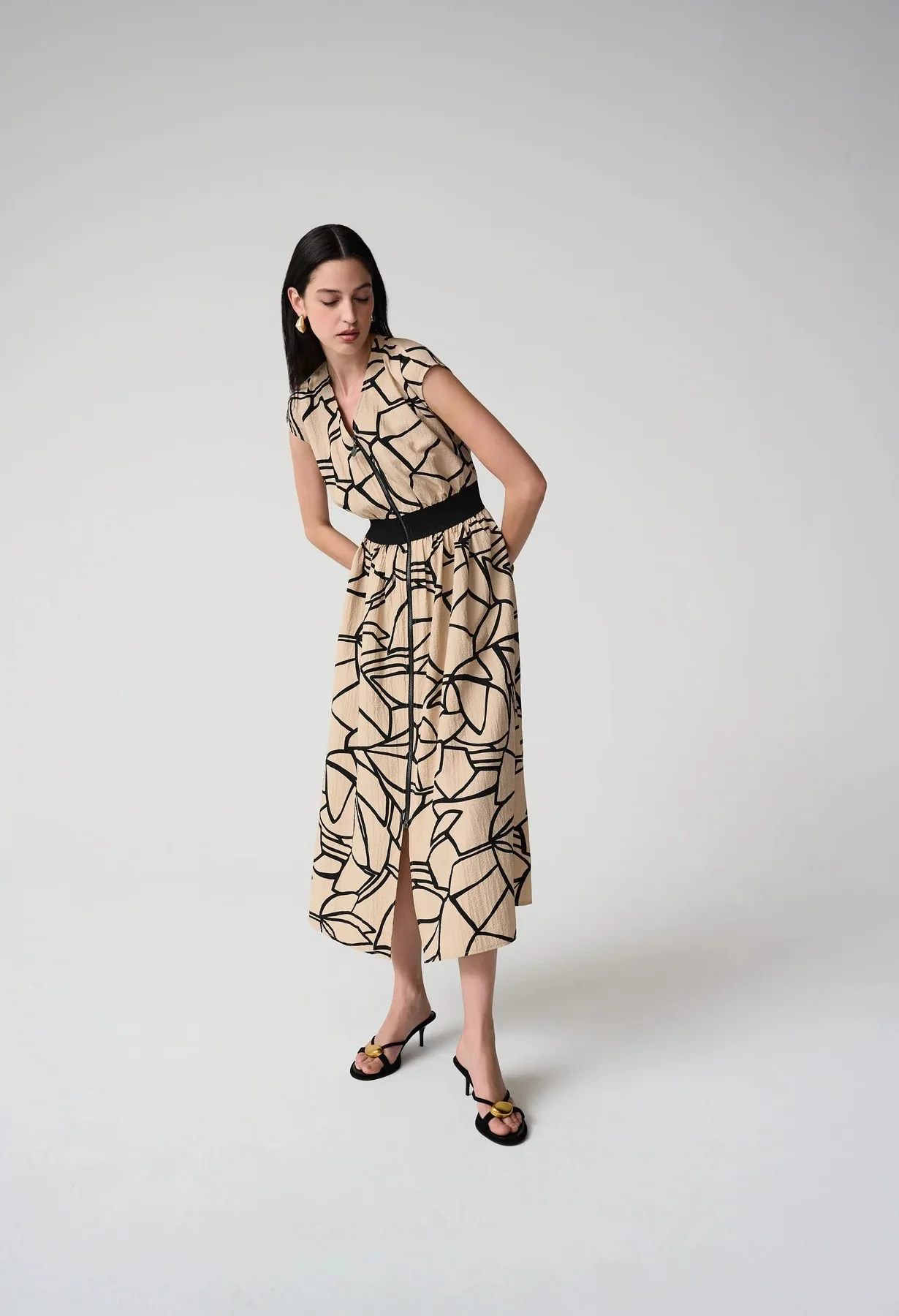 Abstract Print Fit and Flare Dress - Image 3