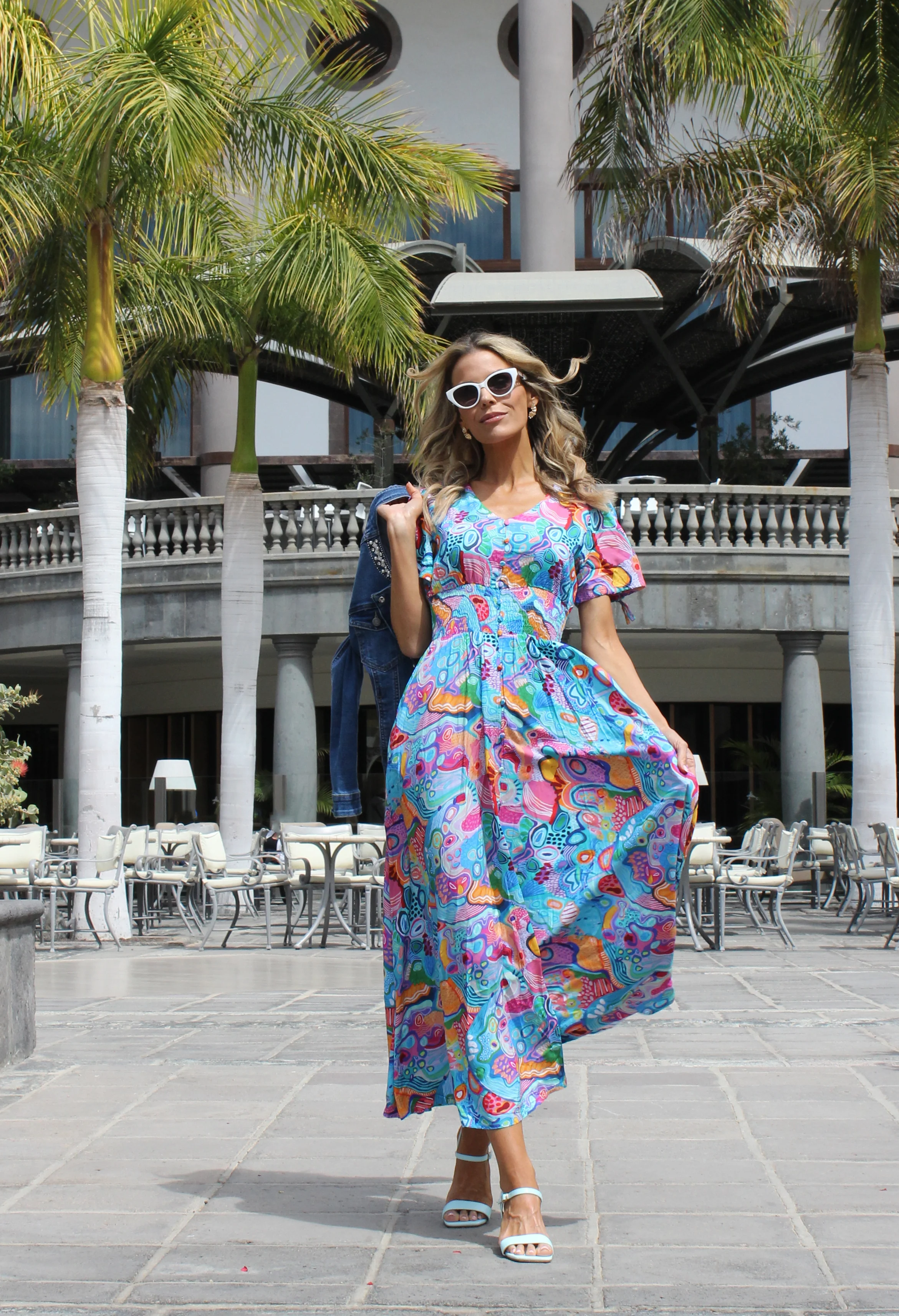 Abstract Print Midi Dress