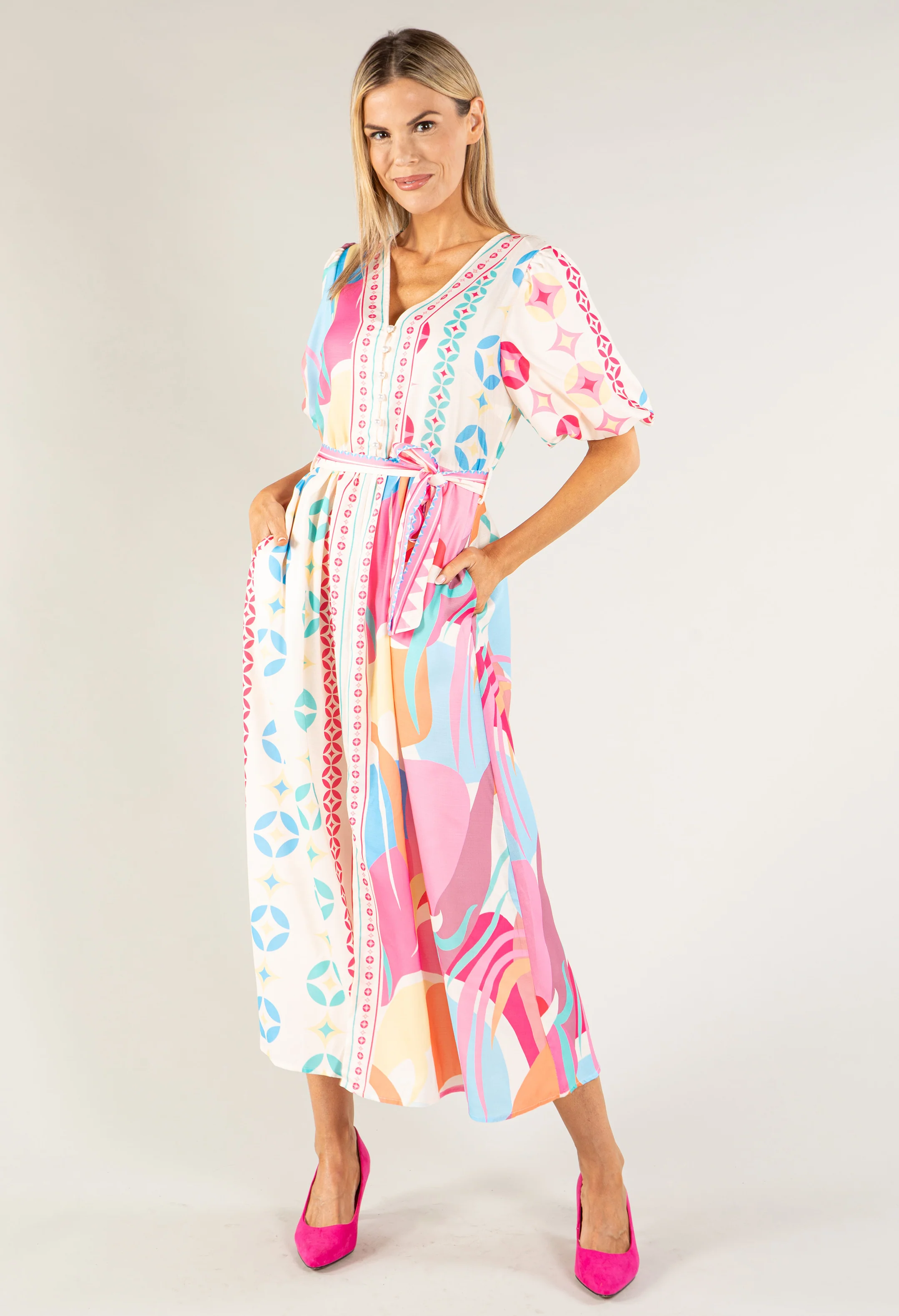Abstract Print Midi Dress