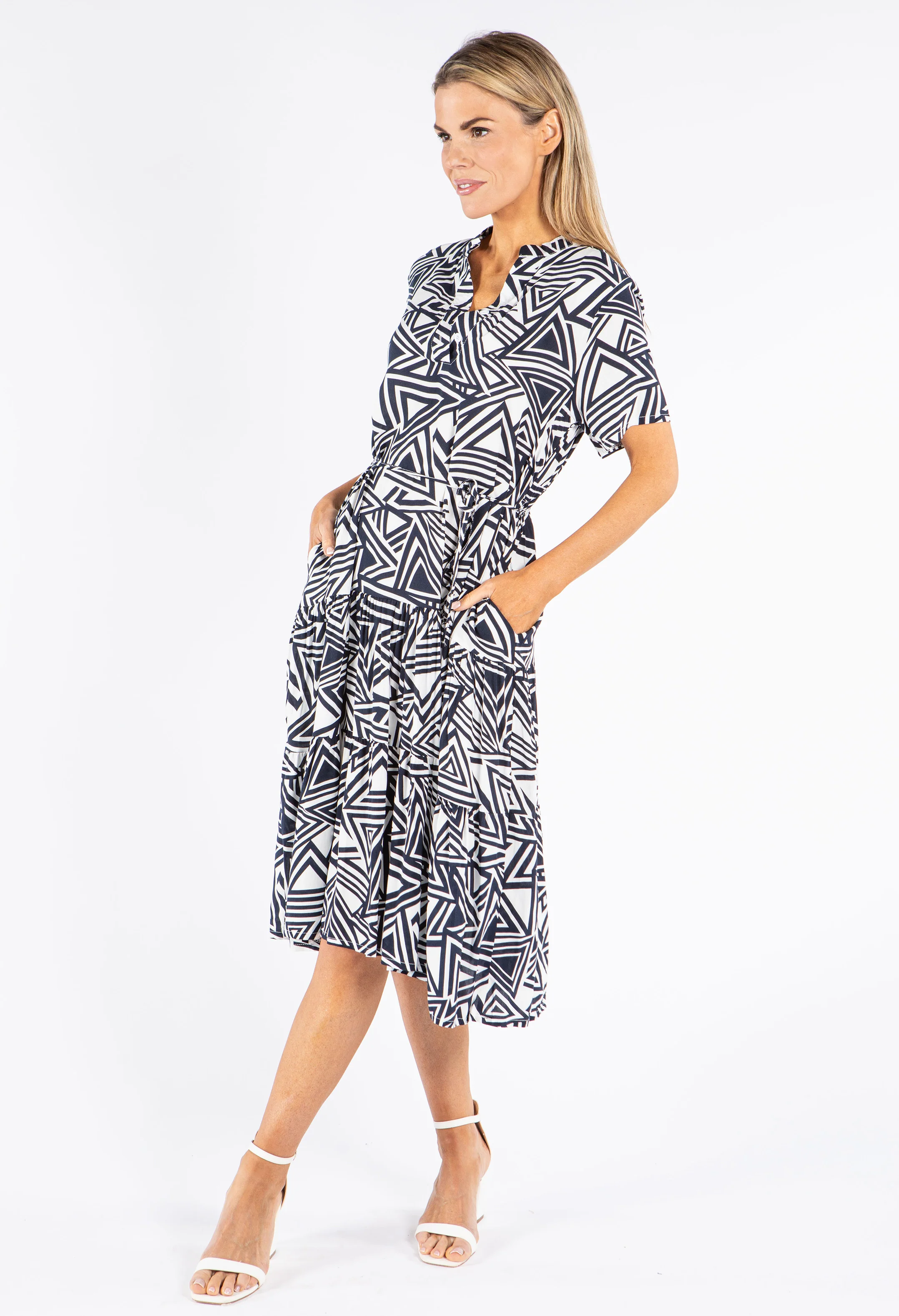 Abstract Print Midi Shirt Dress - Image 2