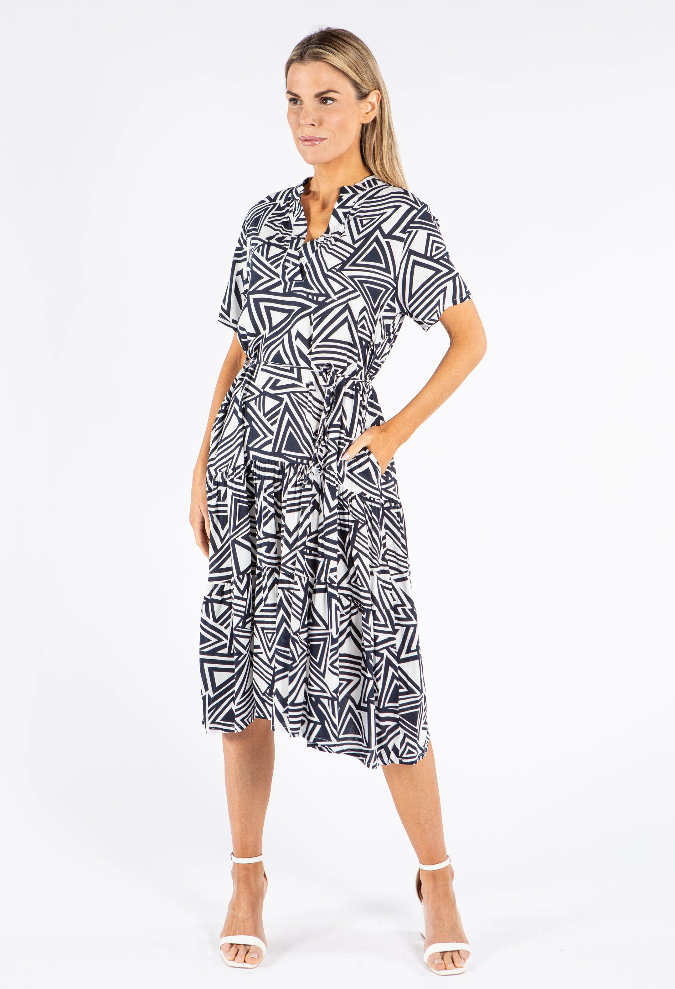 Abstract Print Midi Shirt Dress - Image 3