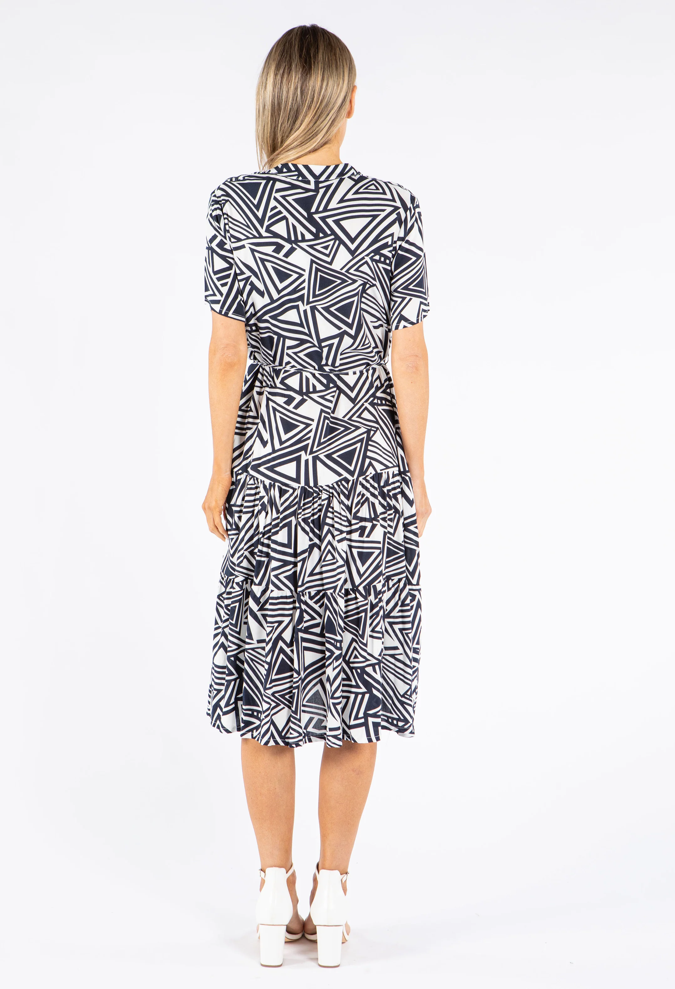 Abstract Print Midi Shirt Dress - Image 4