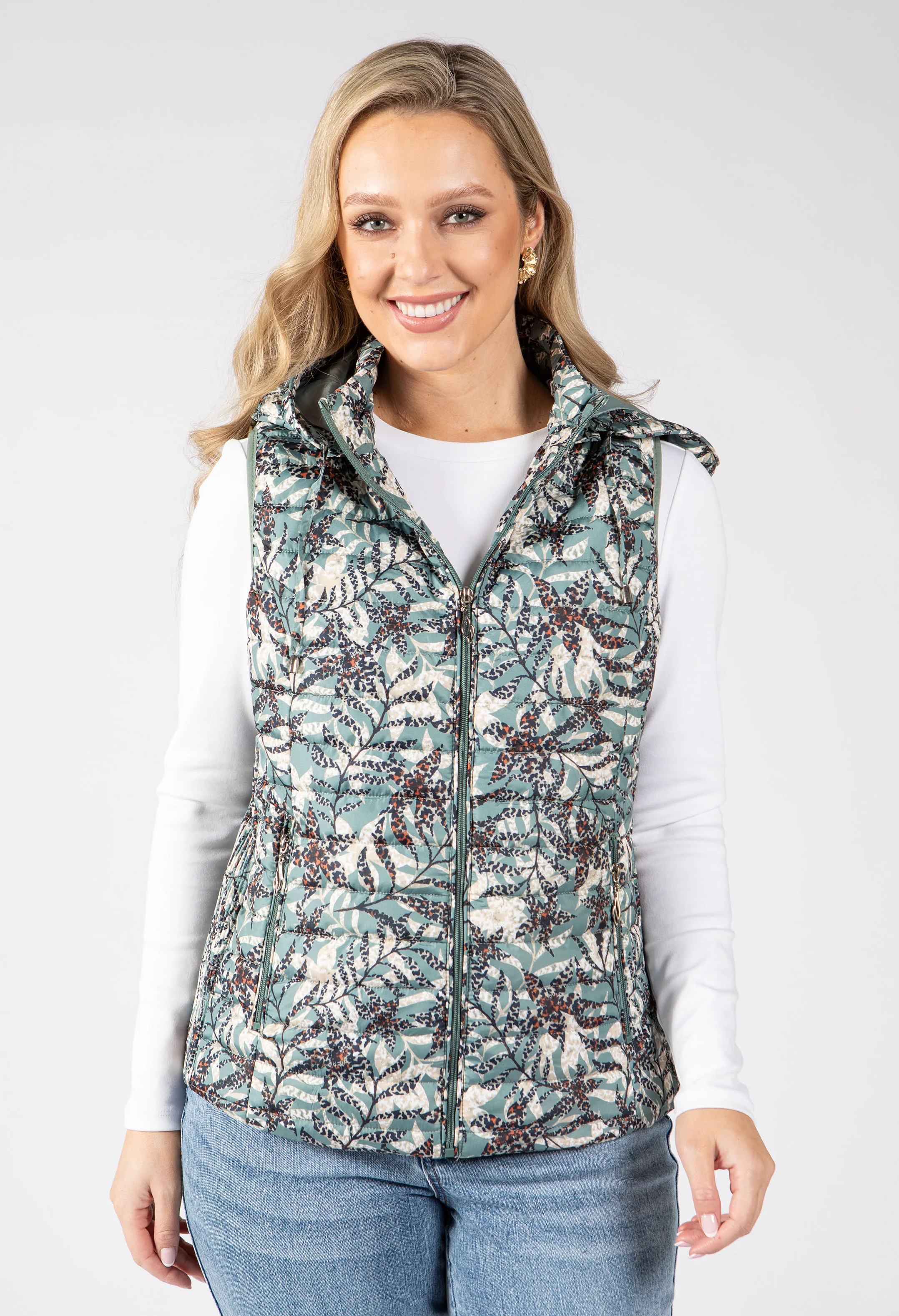 Abstract Print Quilted Gilet - Image 13