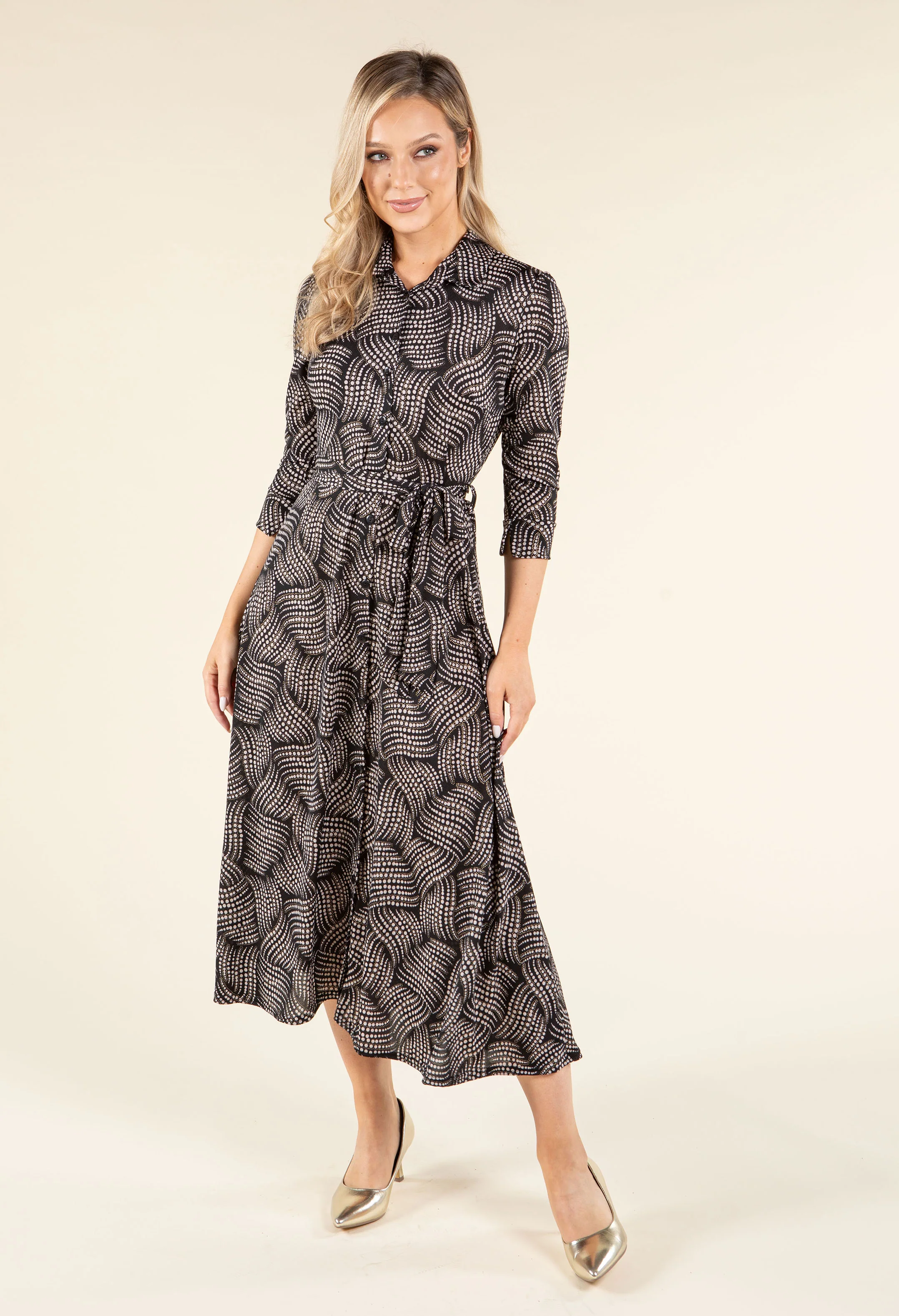 Abstract Print Shirt Dress - Image 3