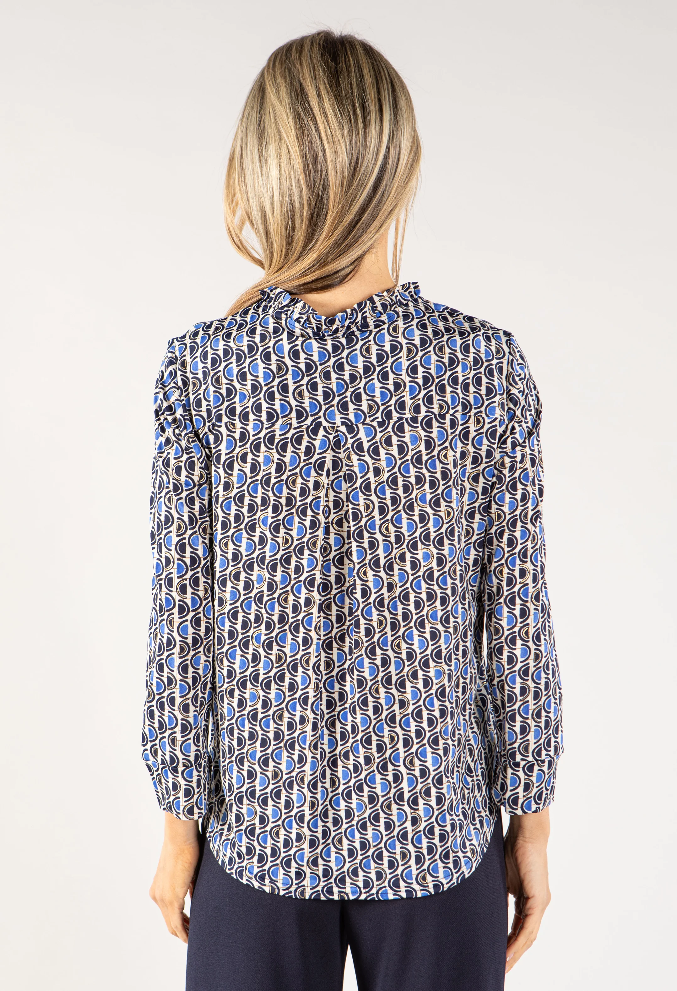 Abstract Print V Neck Top - Image 4