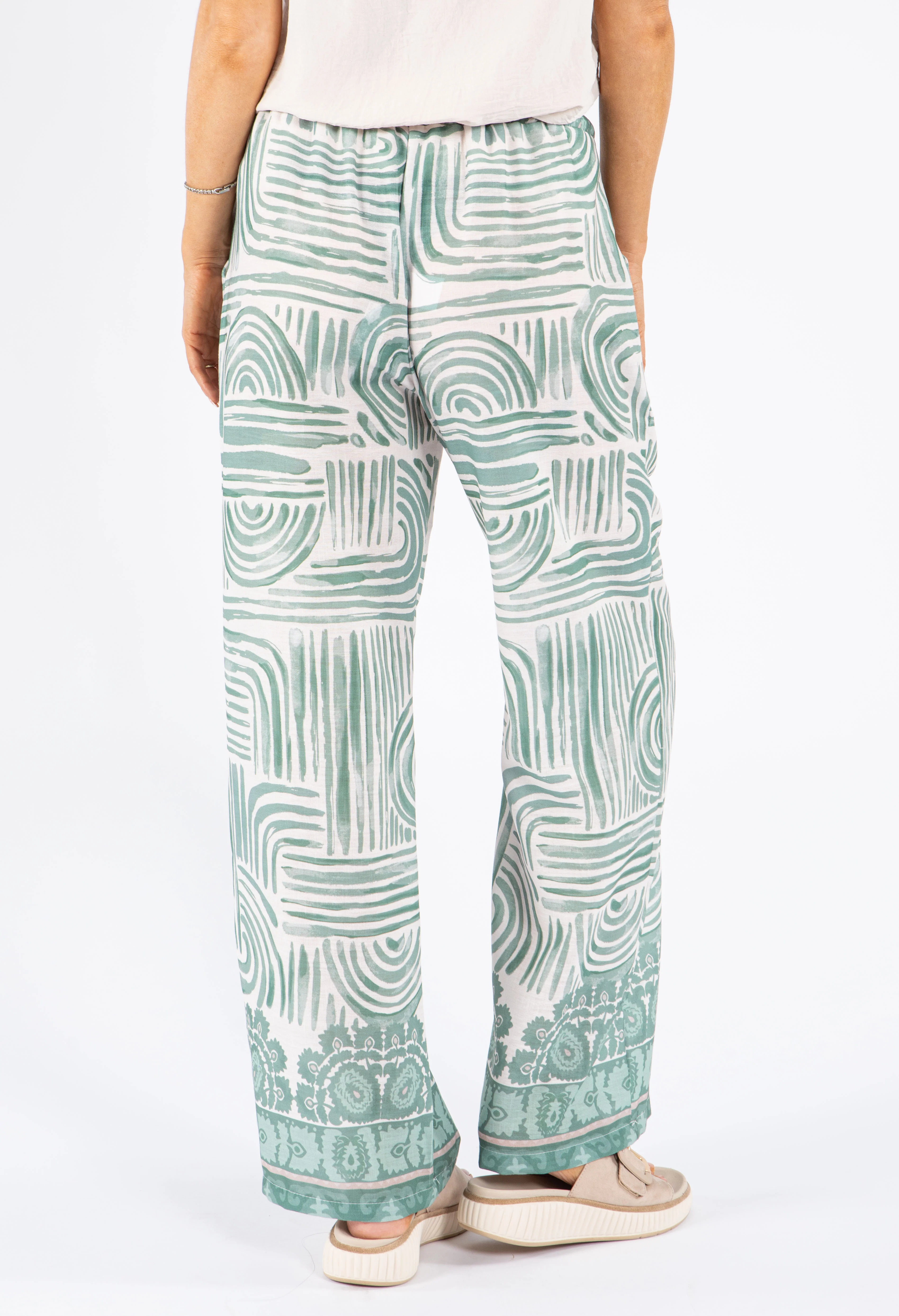 Abstract Print Wide Leg Trousers - Image 6