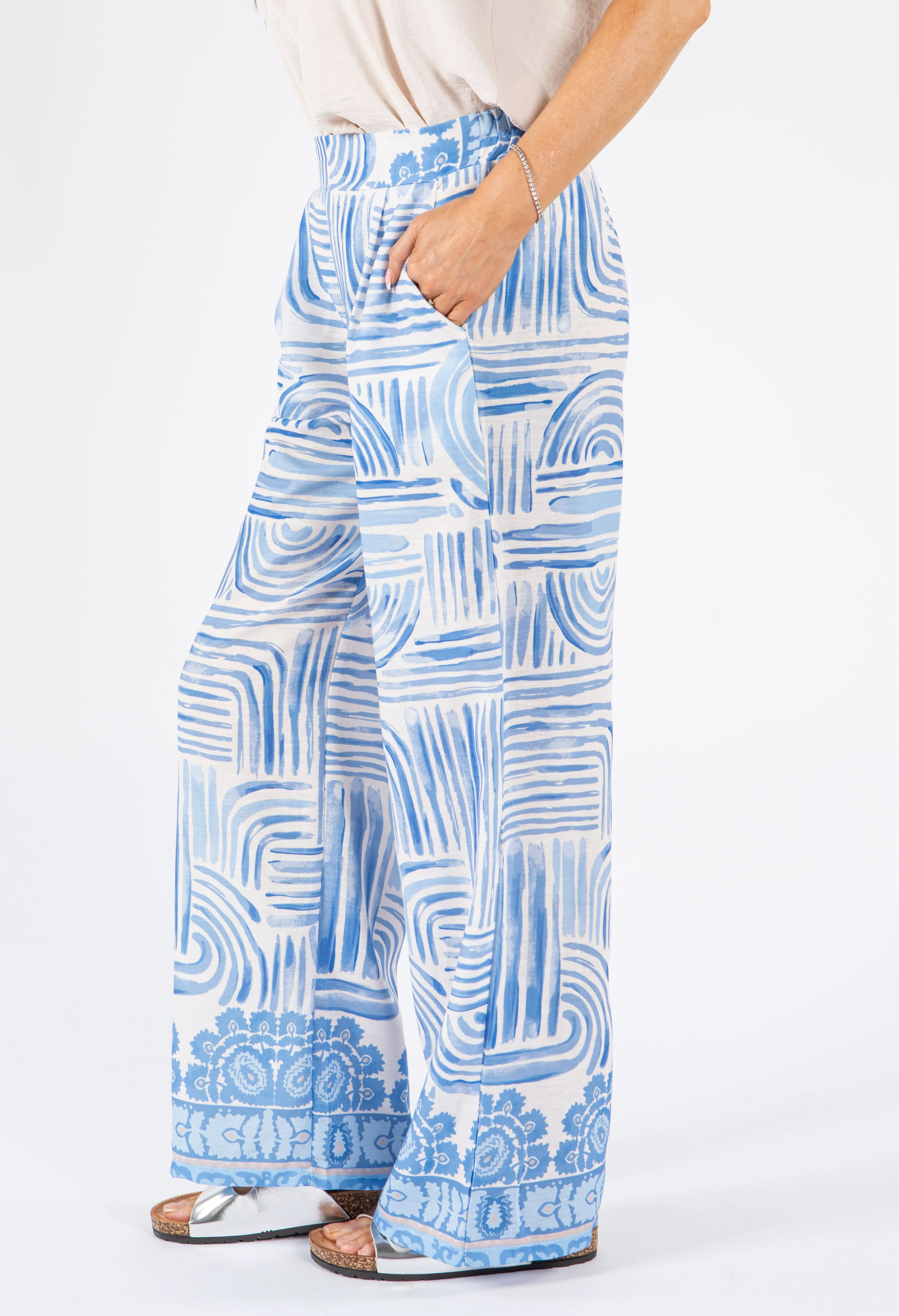 Abstract Print Wide Leg Trousers - Image 8