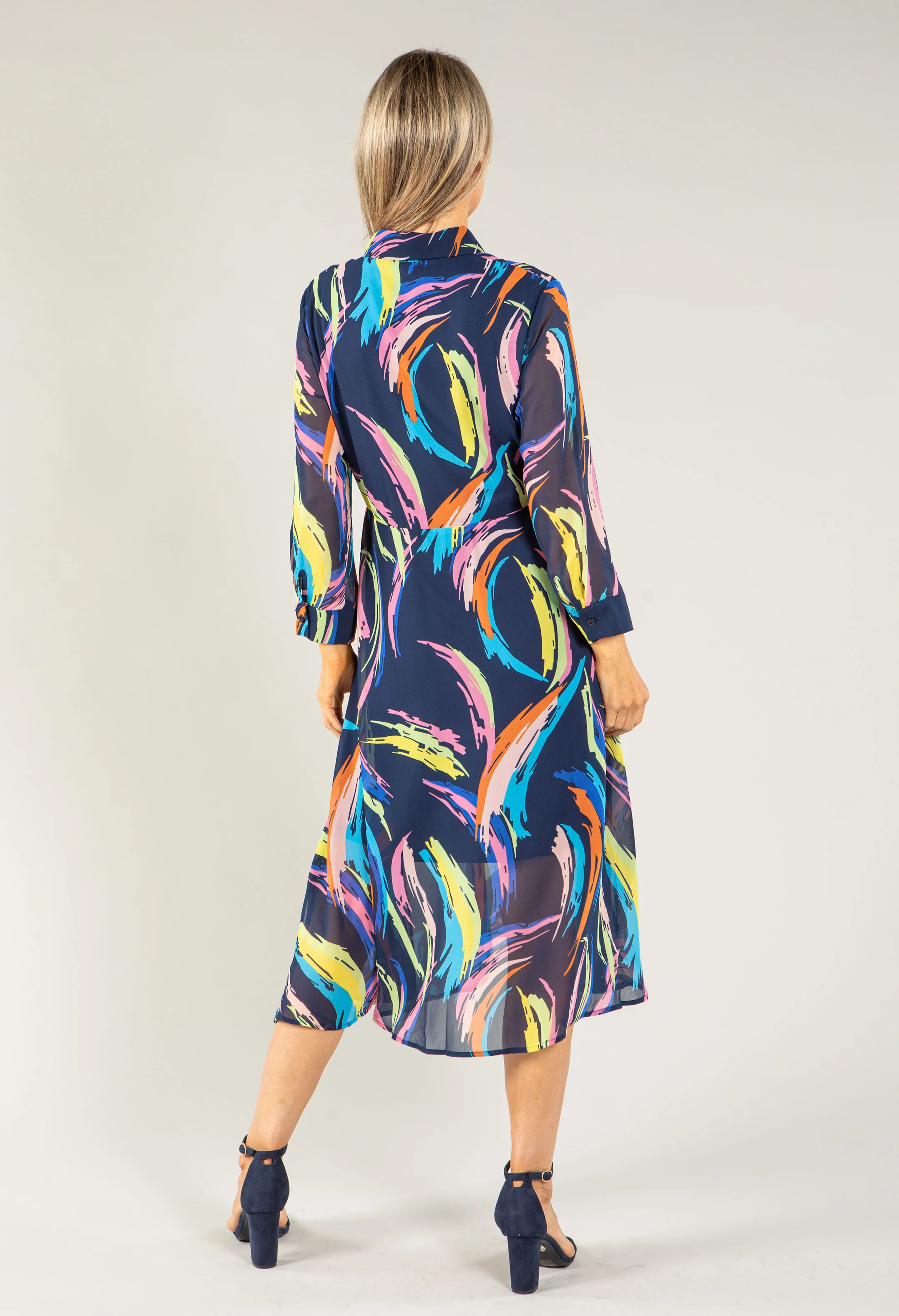 Abstract Shirt Style Woven Dress - Image 3