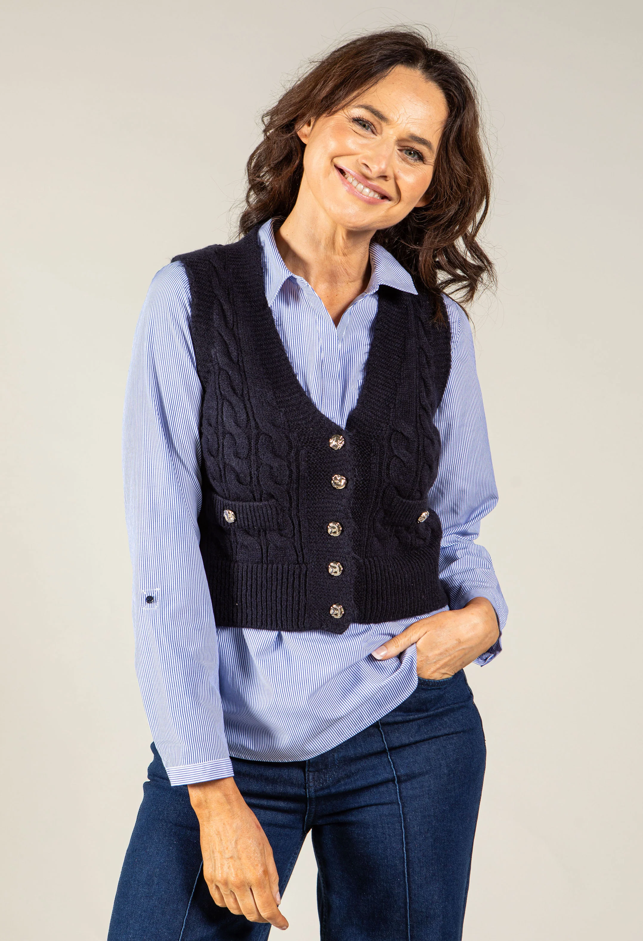 Adare Cable Knit Waistcoat - Image 3