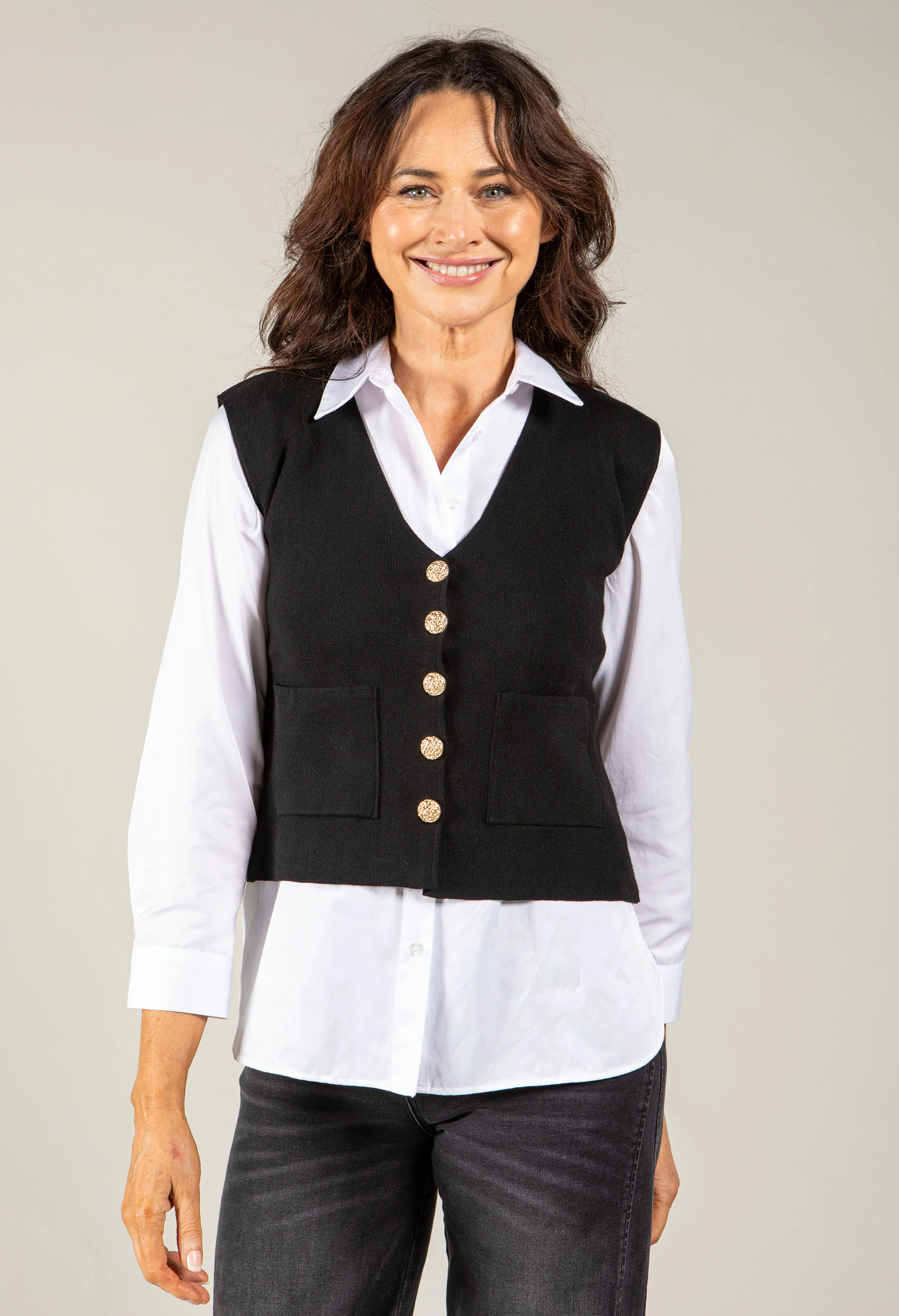 Alba Gold Button Waistcoat - Image 7