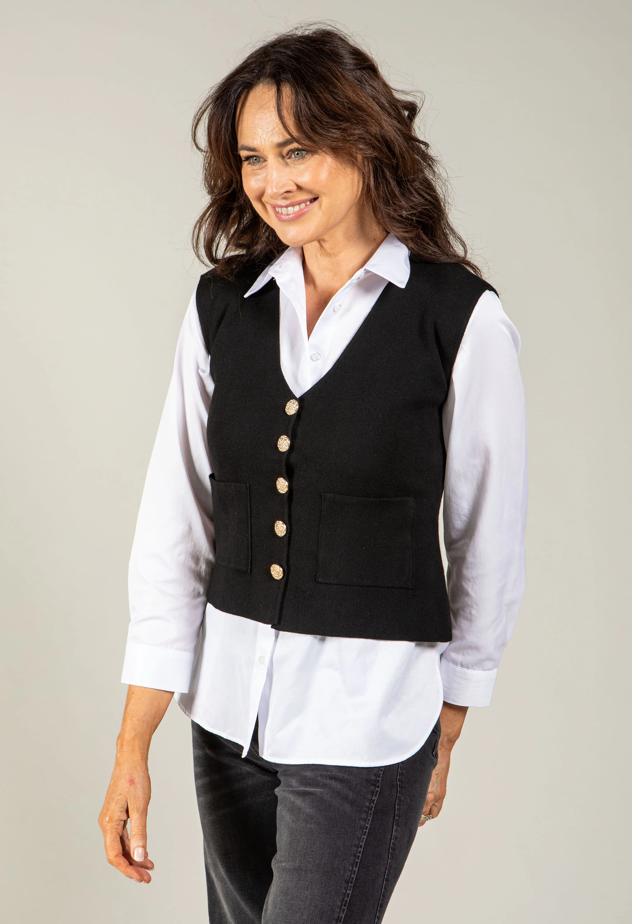 Alba Gold Button Waistcoat - Image 9