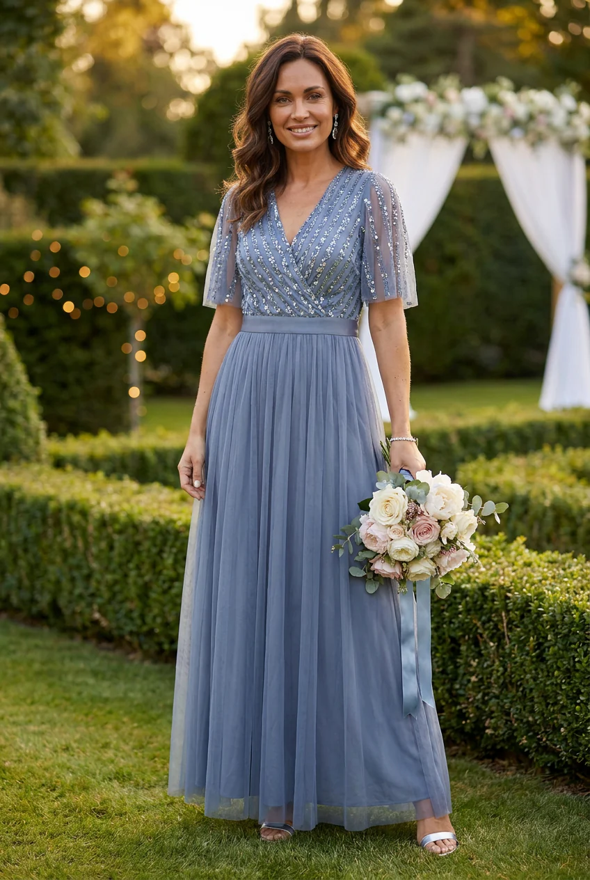 ANGEL SLEEVE EMBELLISHED MAXI DRESS WITH SASH BELT - Image 10