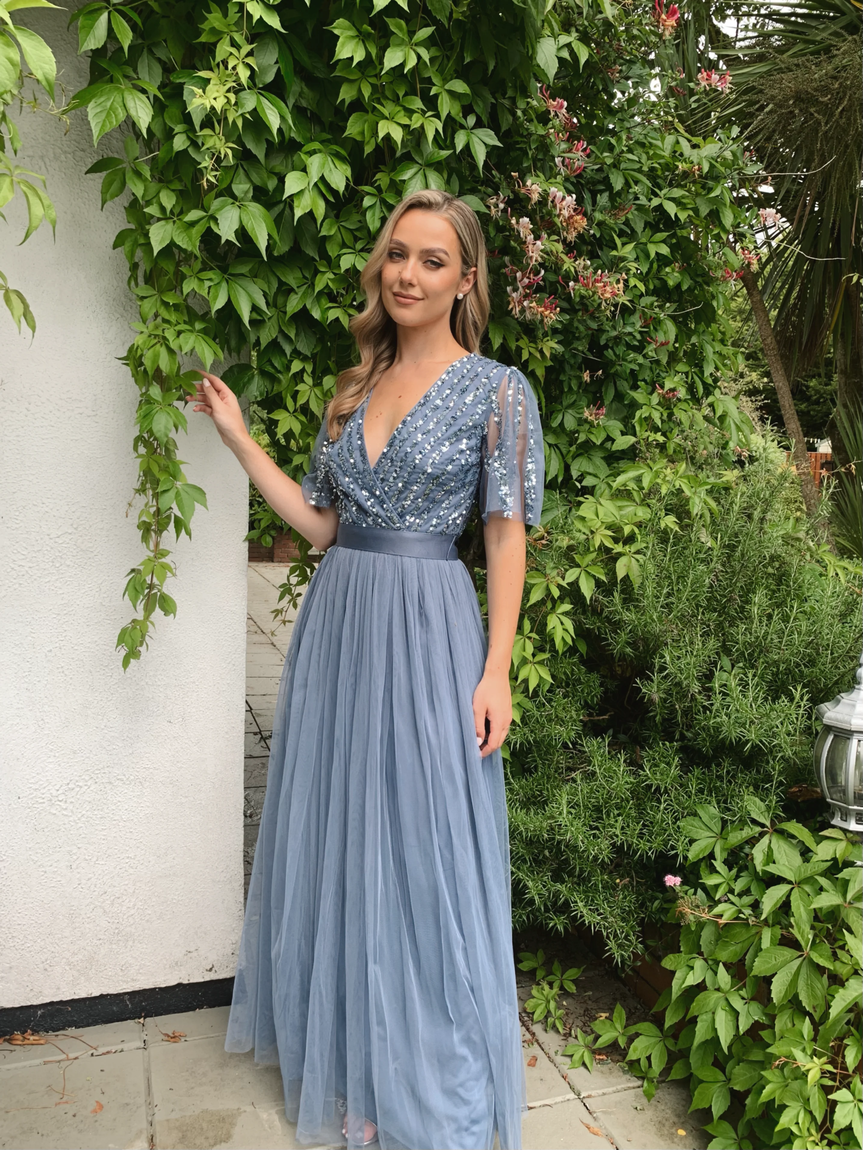 ANGEL SLEEVE EMBELLISHED MAXI DRESS WITH SASH BELT - Image 11