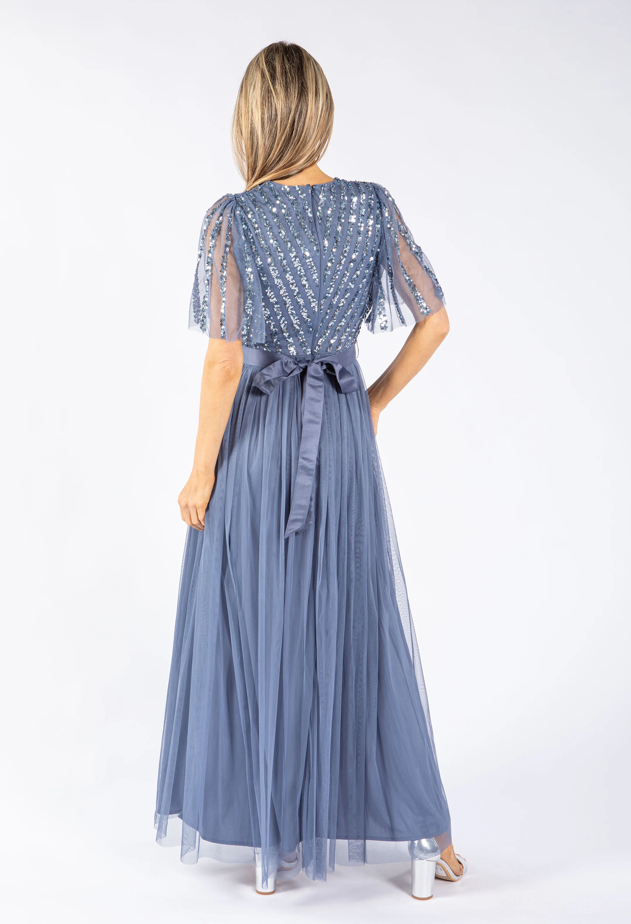 ANGEL SLEEVE EMBELLISHED MAXI DRESS WITH SASH BELT - Image 16