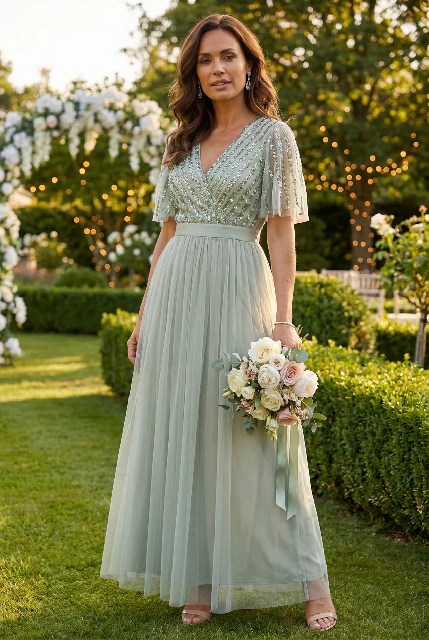 ANGEL SLEEVE EMBELLISHED MAXI DRESS WITH SASH BELT - Image 18