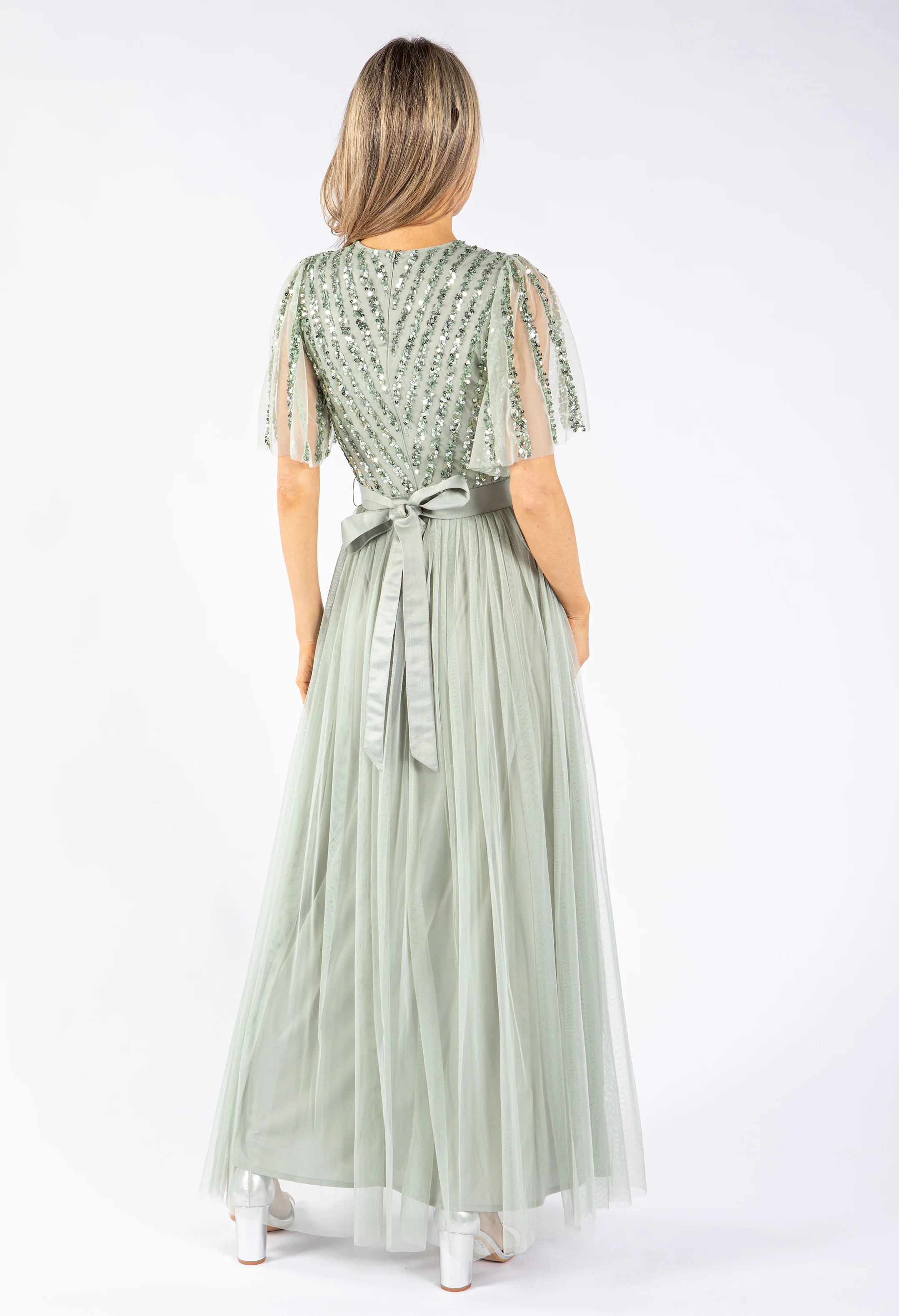ANGEL SLEEVE EMBELLISHED MAXI DRESS WITH SASH BELT - Image 22