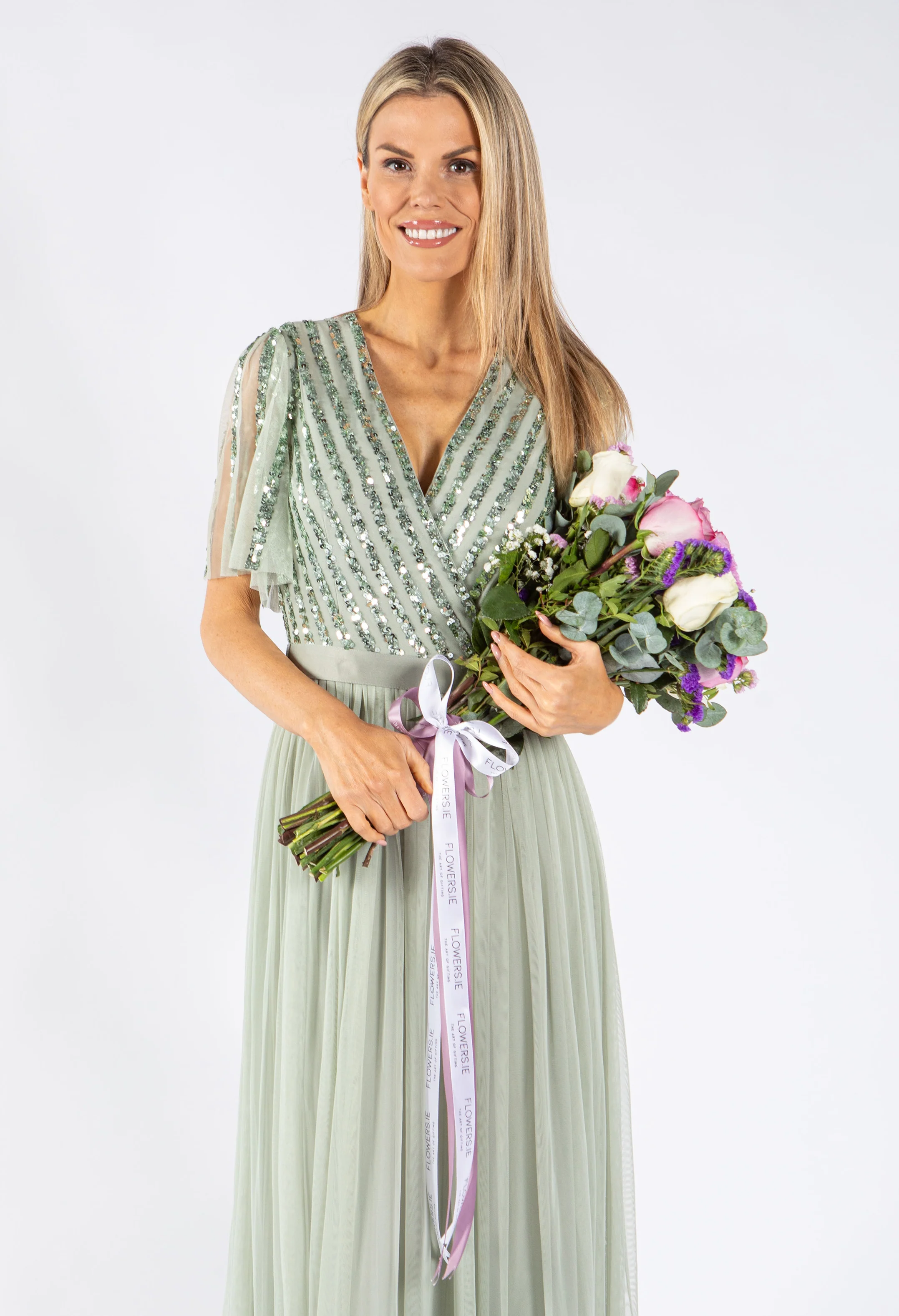 ANGEL SLEEVE EMBELLISHED MAXI DRESS WITH SASH BELT - Image 24
