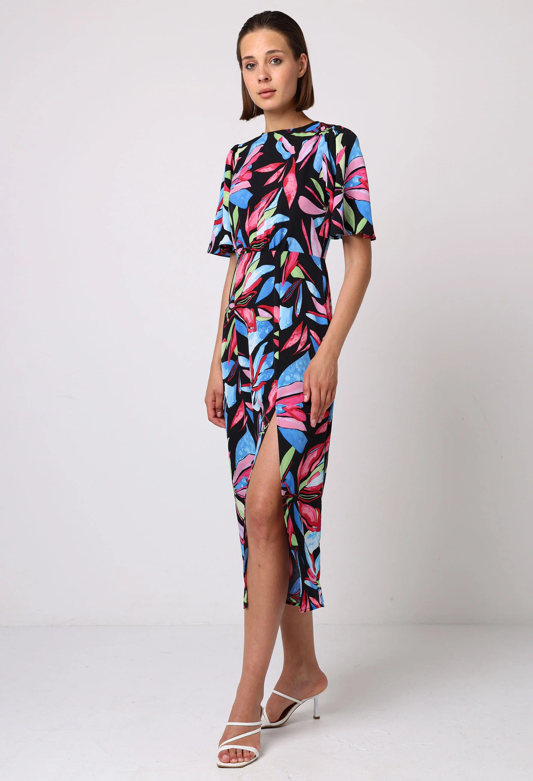 Angel Sleeve Floral Midi Dress - Image 3