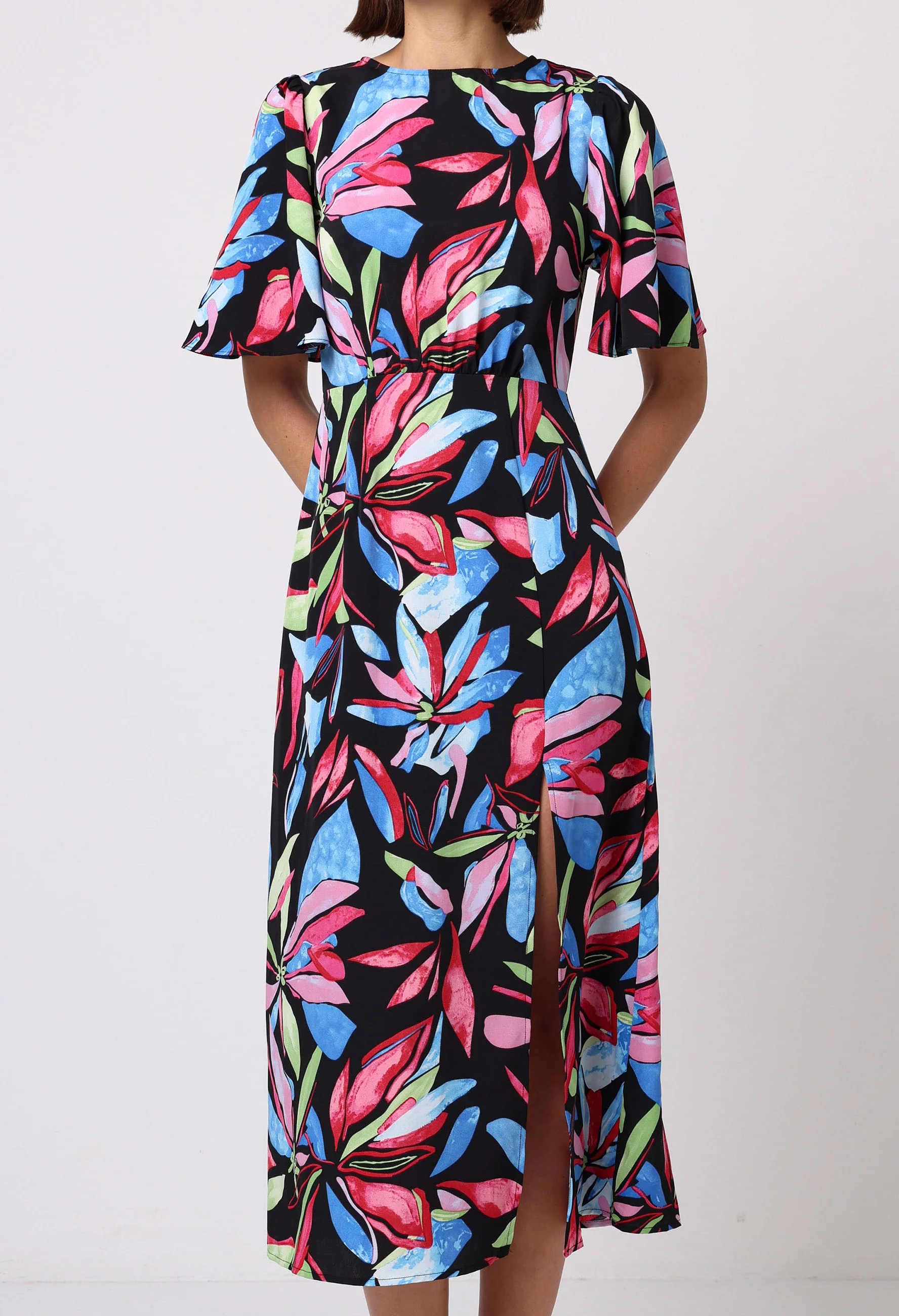 Angel Sleeve Floral Midi Dress - Image 5