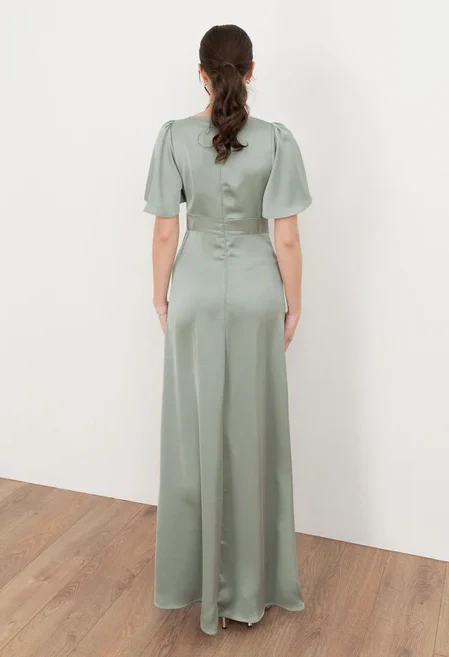 Angel Sleeve Satin Maxi Dress - Image 10