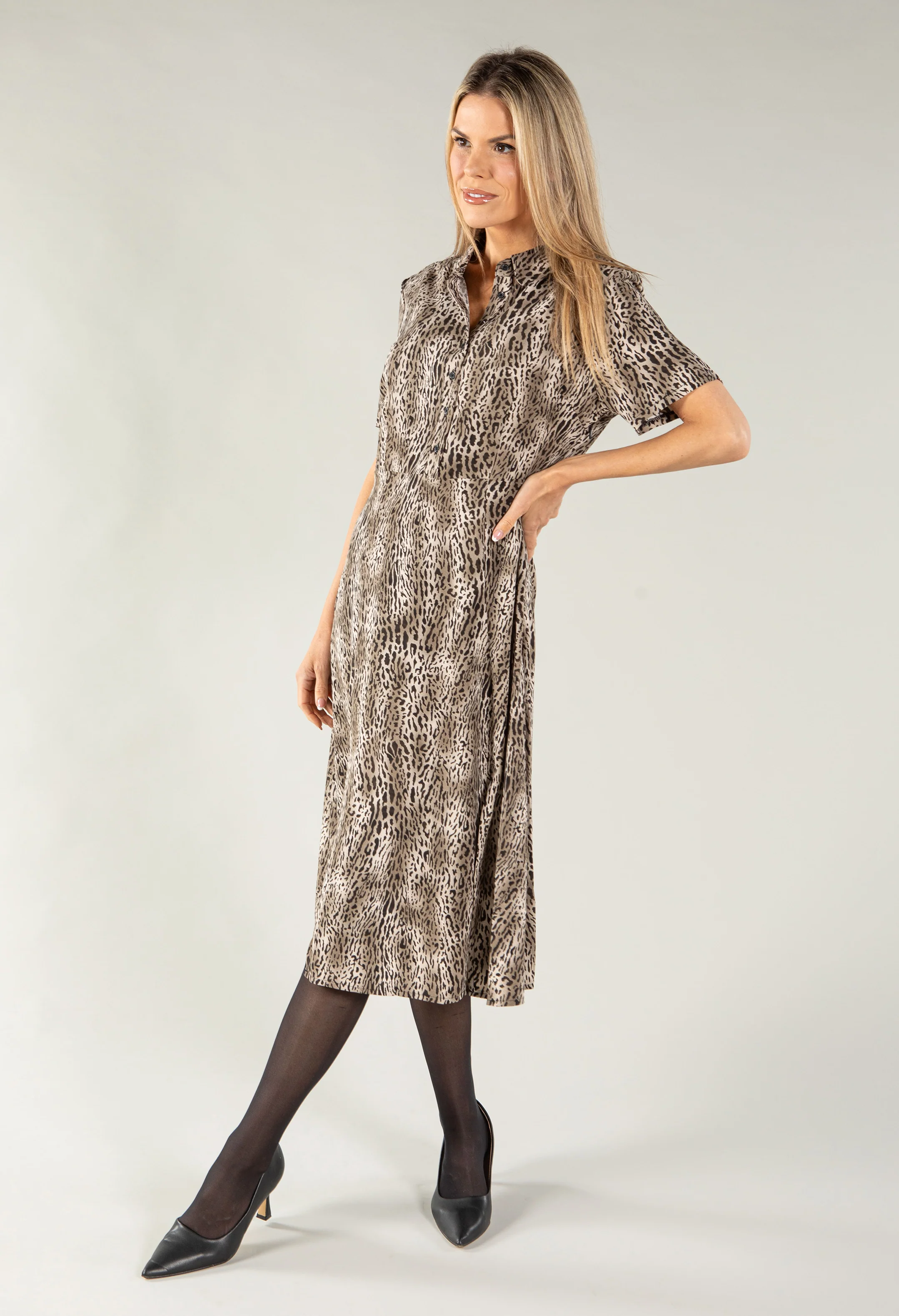 Animal Print Midi Shirt Dress - Image 5
