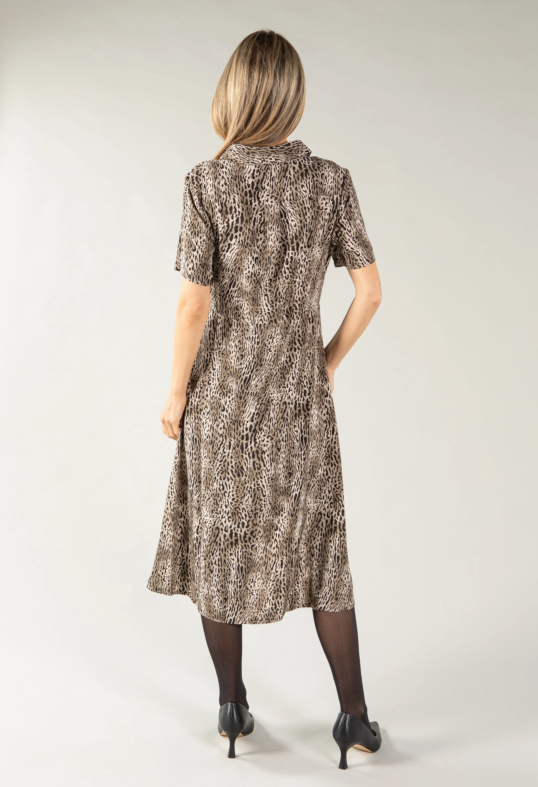 Animal Print Midi Shirt Dress - Image 6