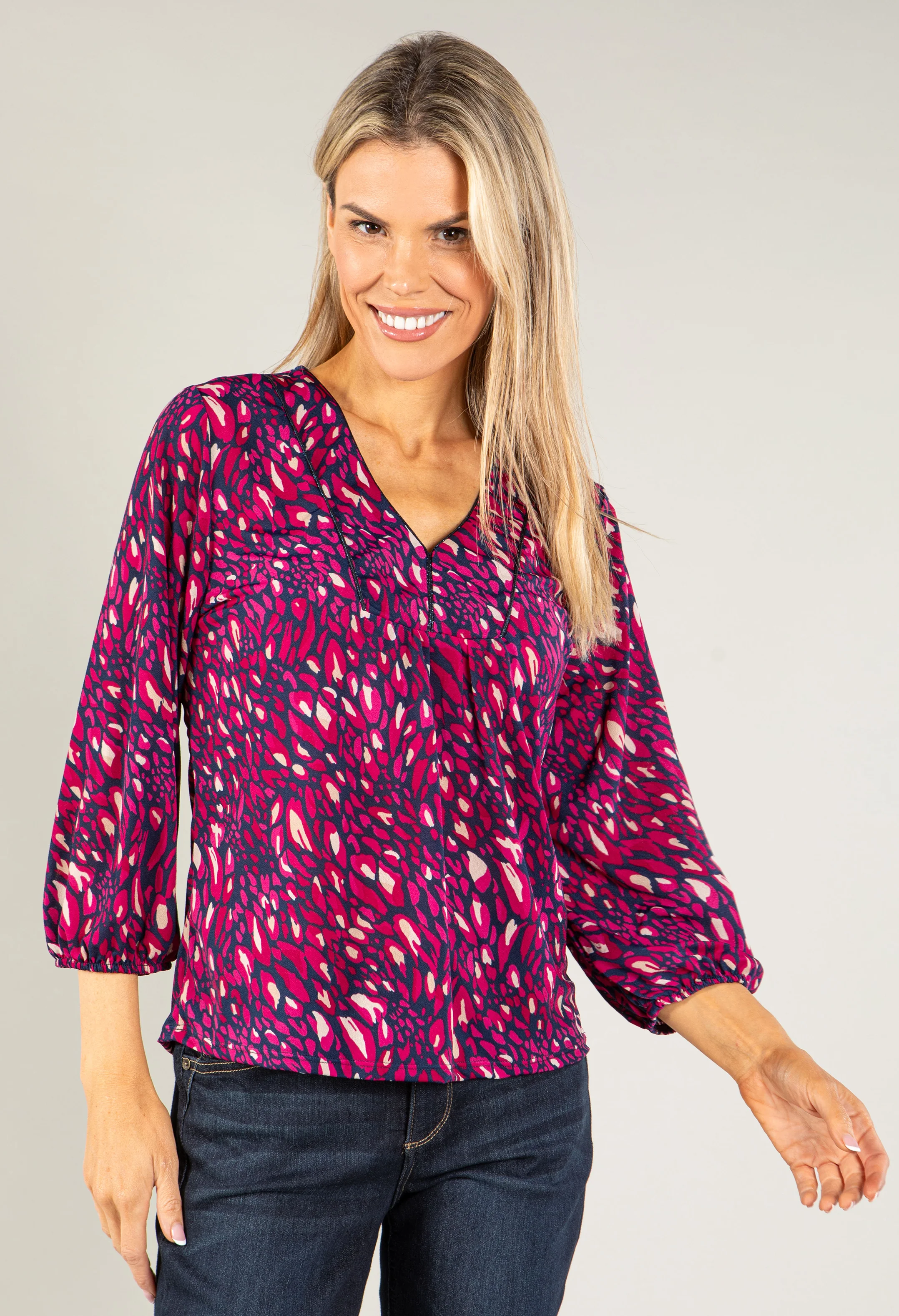 Animal Print V Neckline Top - Image 5