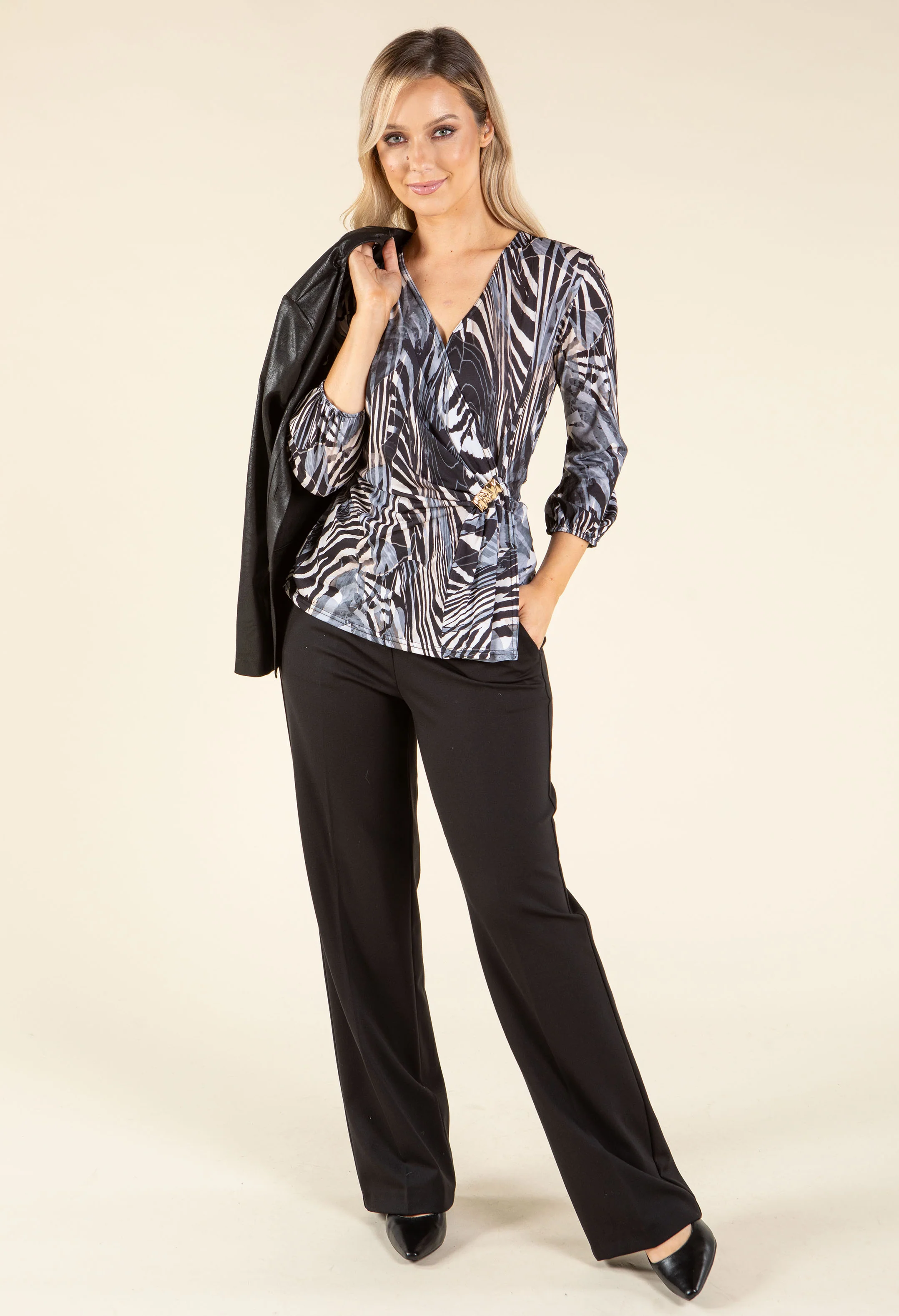 Animal Print Wrap Top