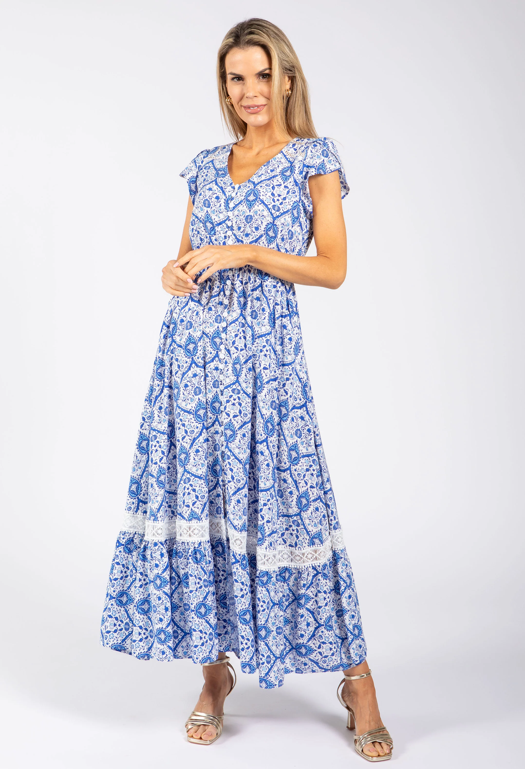 Antique Print Maxi Dress - Image 3