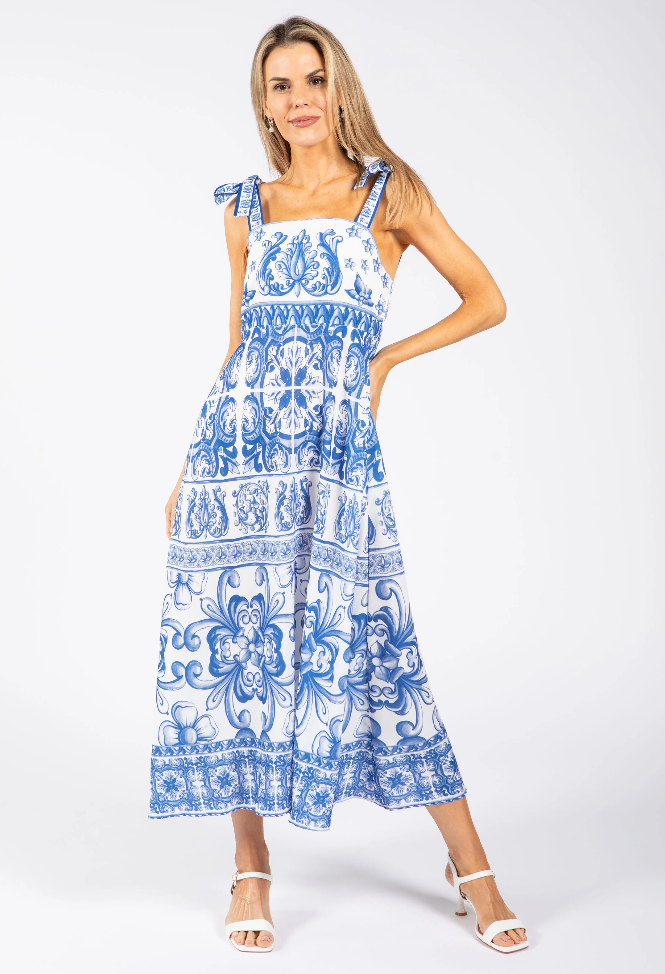 Antique Print Midi Dress - Image 3