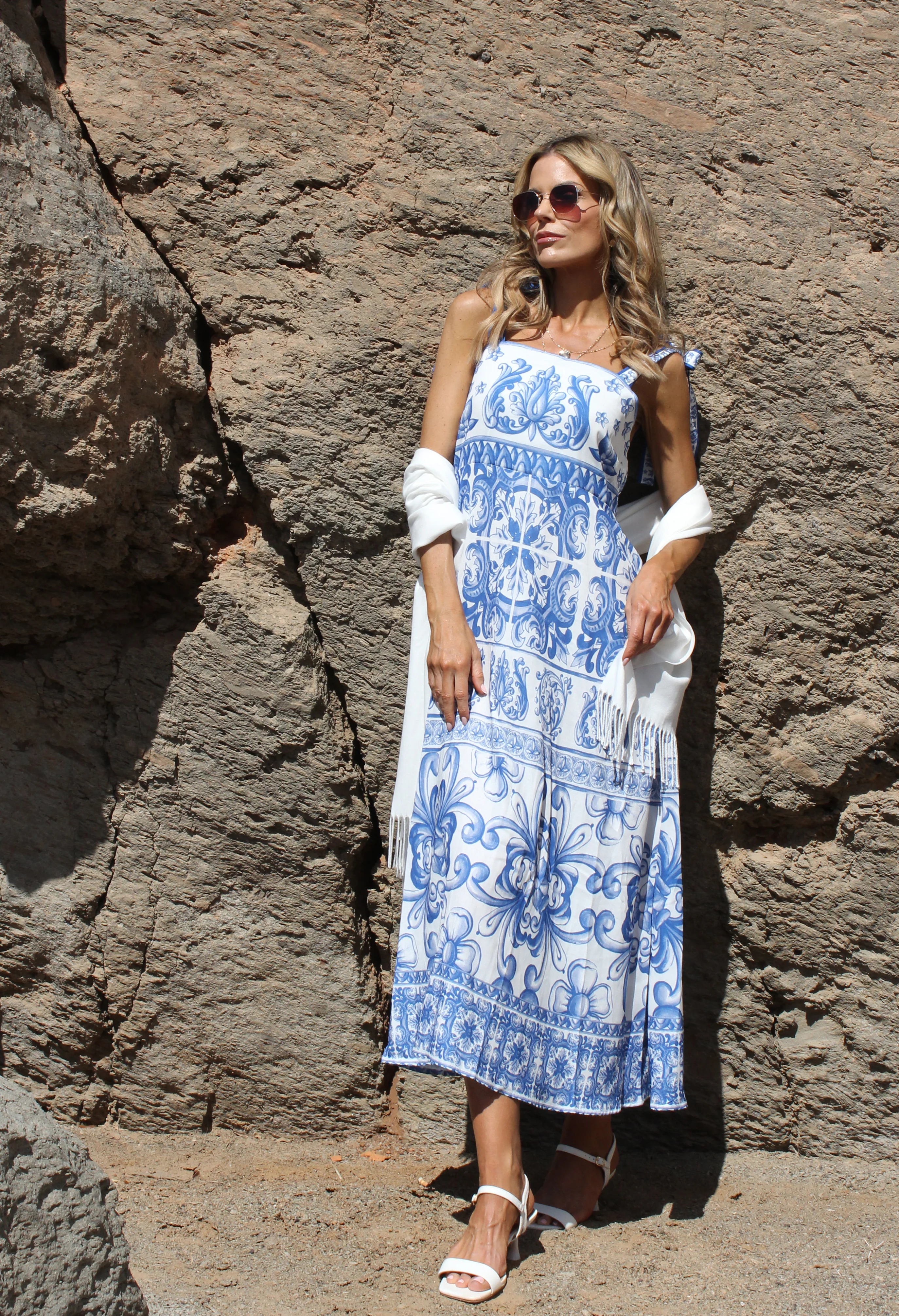 Antique Print Midi Dress - Image 4