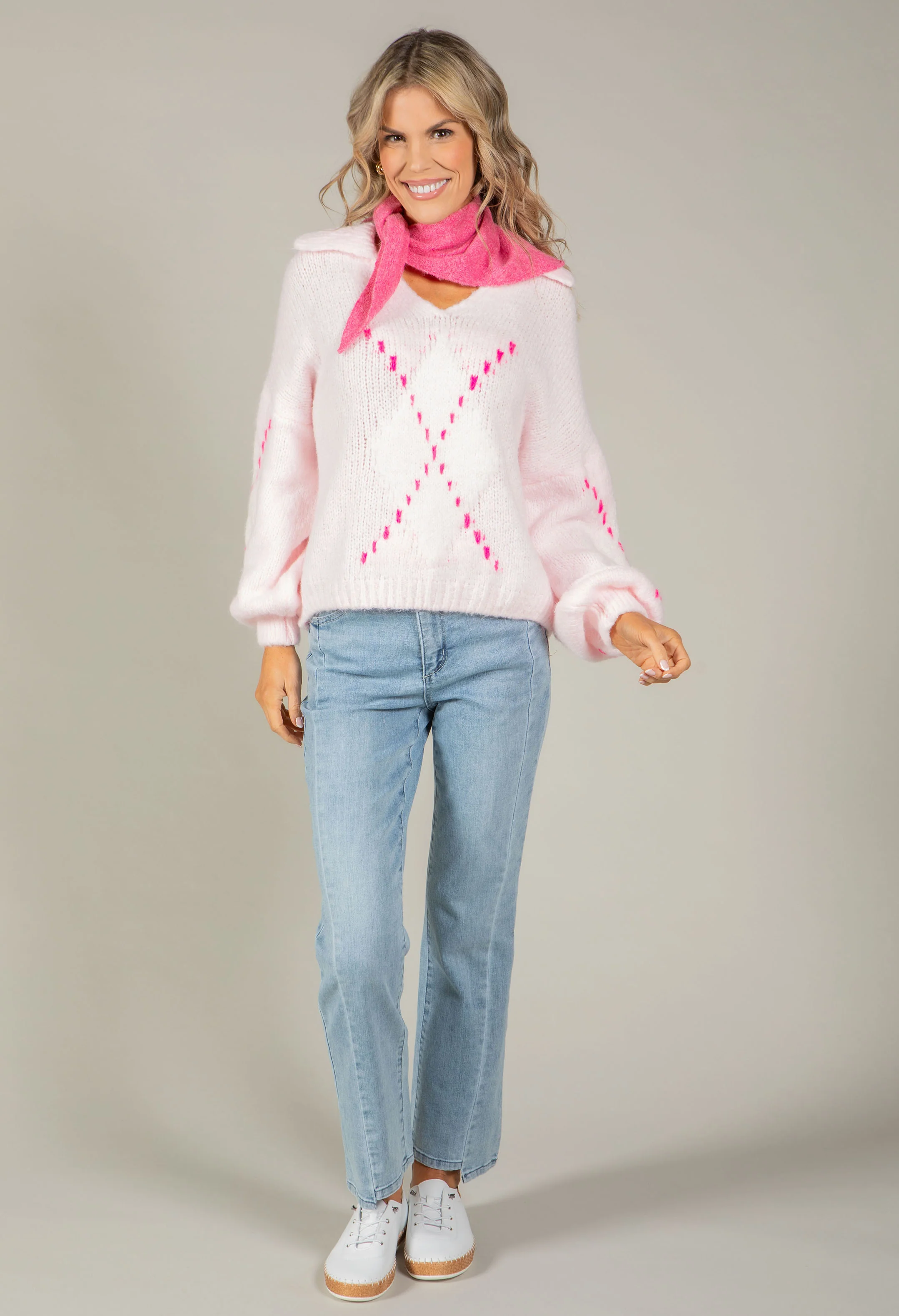 Argyle Design V-Neck Knit Jumper - Image 6